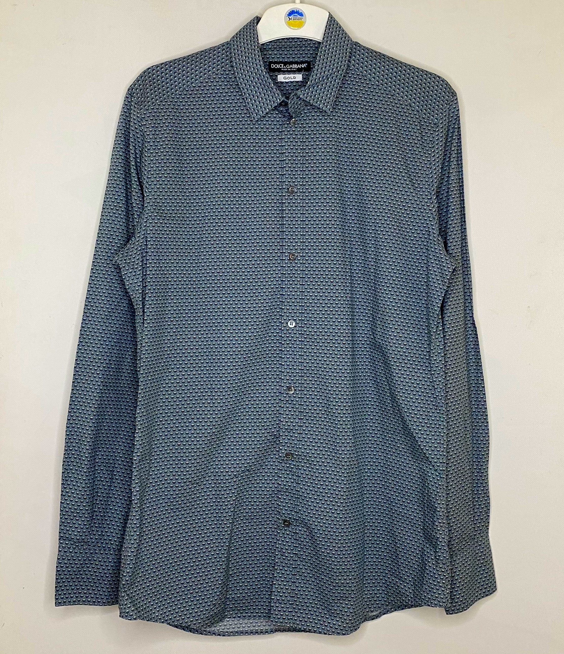 Dolce & Gabbana DOLCE & GABBANA GOLD BLUE SLIM FIT DRESS FORMAL SHIRT MENS Size 42S - 1 Thumbnail
