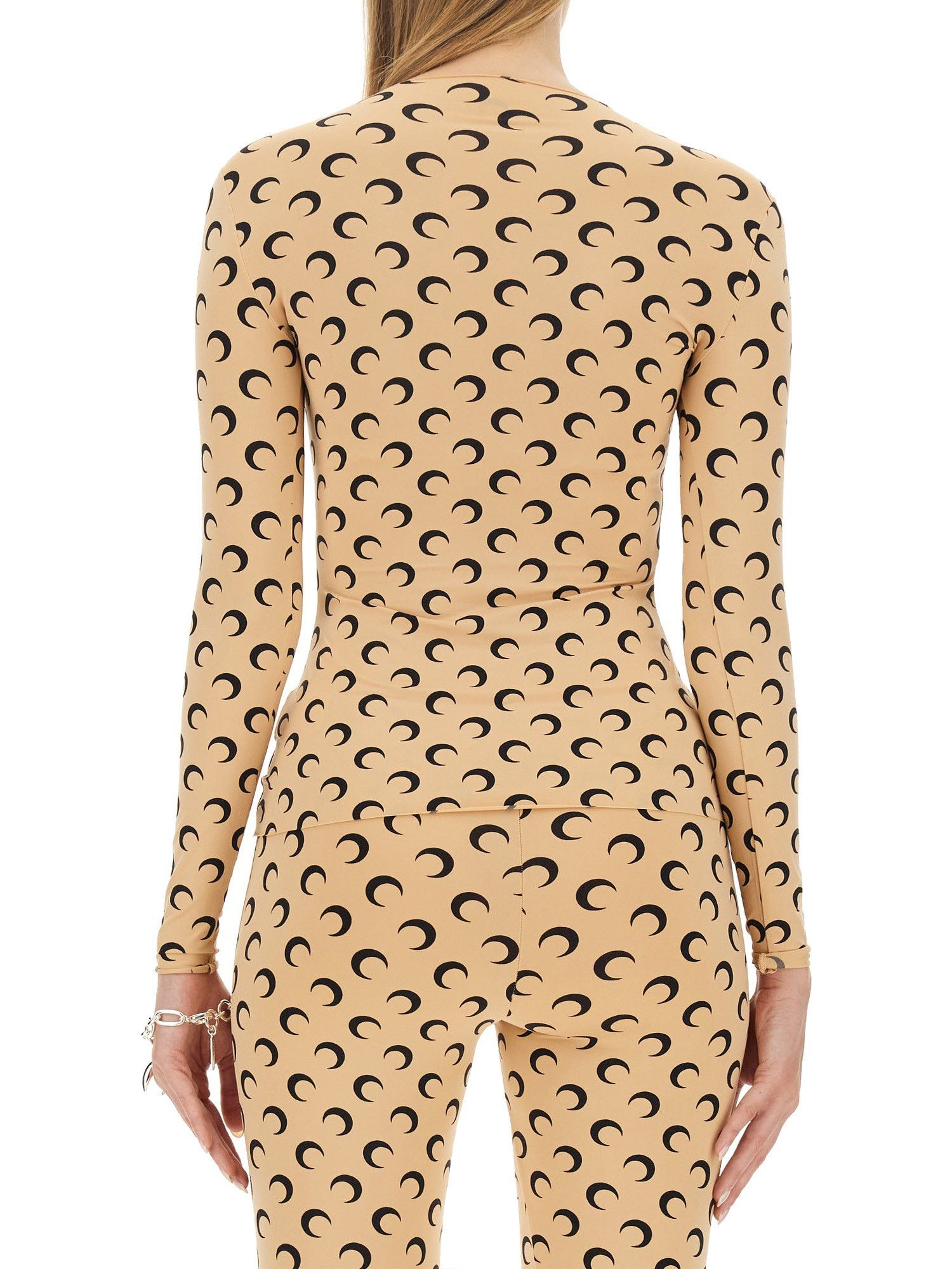 Marine Serre Tan Borderline Moon Print Second Skin Top Size L / US 10 / IT 46 - 5 Thumbnail