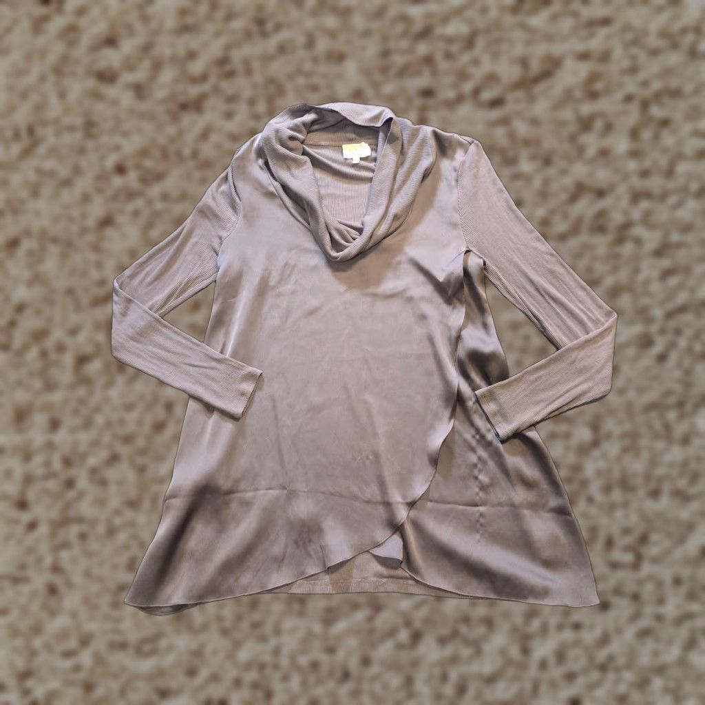 Vintage Deletta Top Womens Small Purple Satin Cowl Neck Ribbed Sleeve Casual Shirt Blouse Women Regular Size S Size S / US 4 / IT 40 - 1 Thumbnail