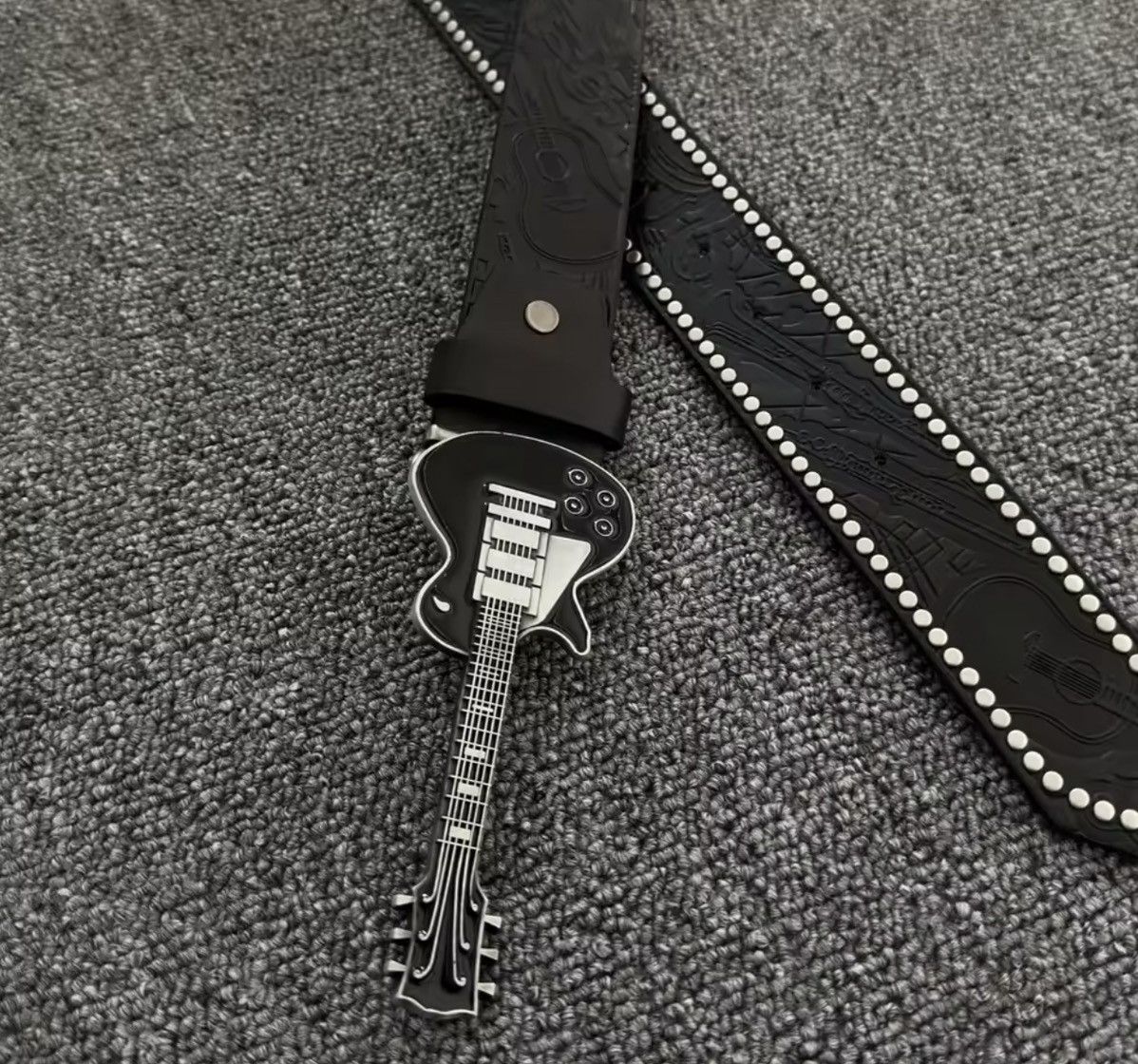 Japanese Brand Electric Guitar Shaped Metal PU Leather Belt Size ONE SIZE - 2 Thumbnail