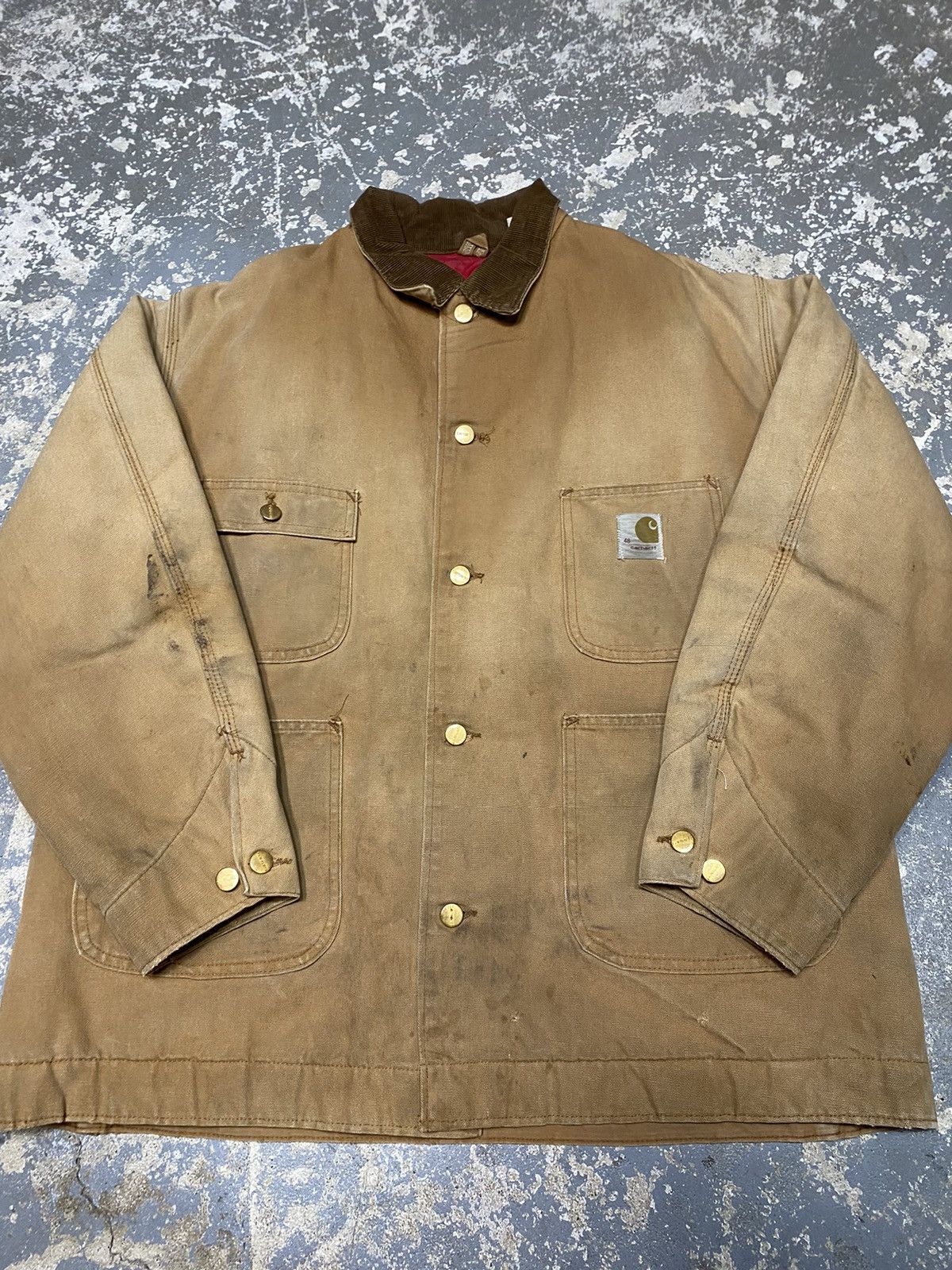 Carhartt × Vintage Vintage Carhartt Tan Insulated Chore Coat Jacket Faded 70s Size US L / EU 52-54 / 3 - 10 Thumbnail