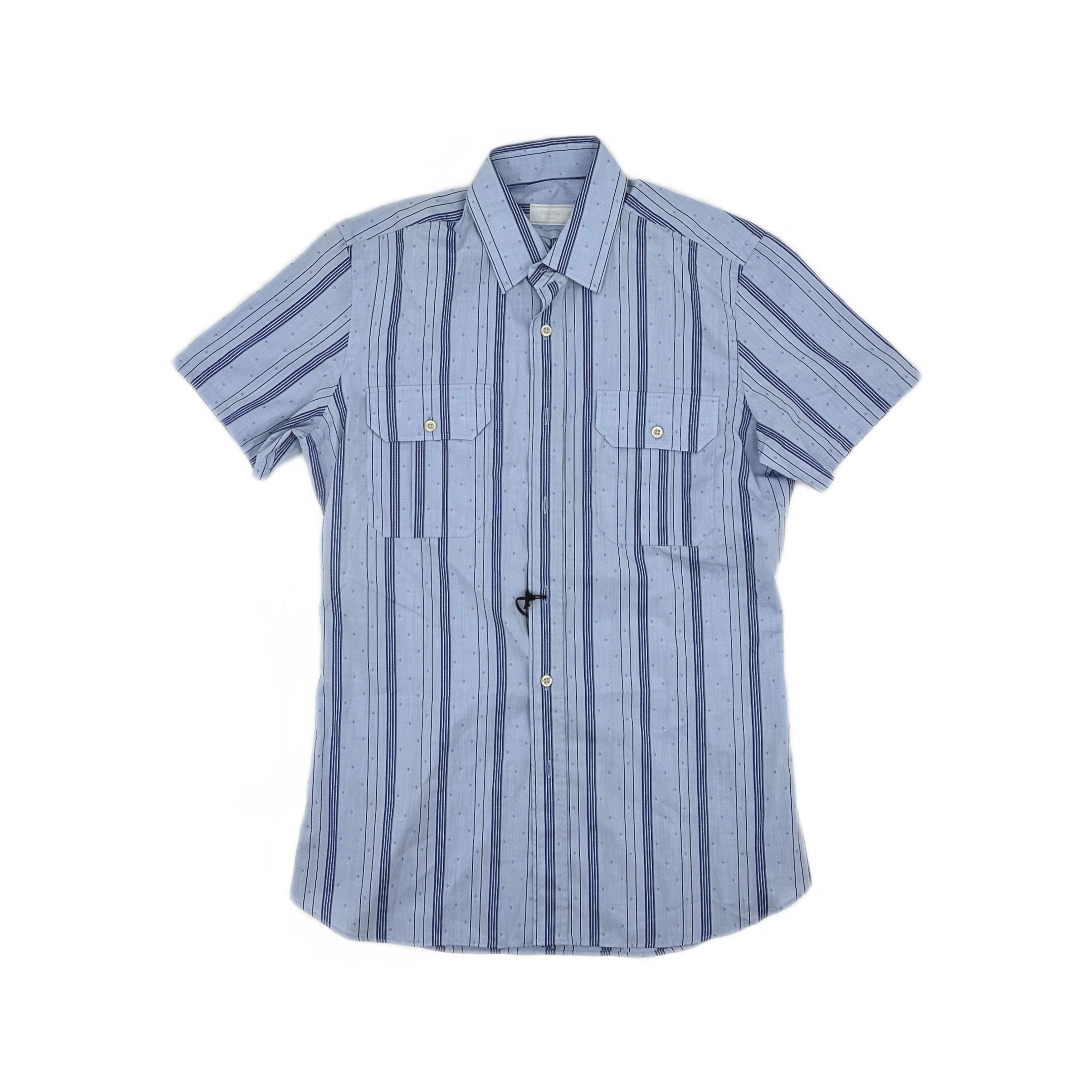 Prada Prada Striped Short Sleeve Button Up Shirt Size M Size US XXS / EU 40 - 1 Thumbnail