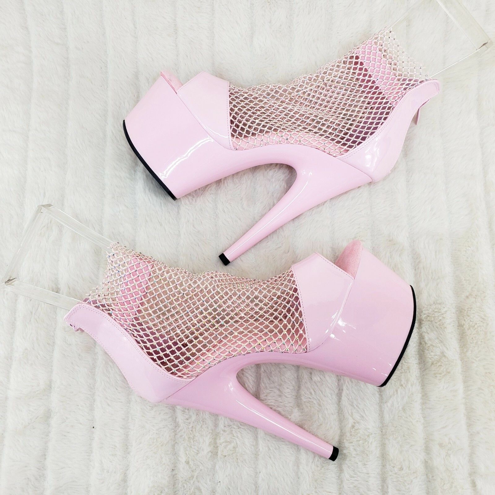Other Adore 765RM Baby Pink Rhinestone Mesh Platform Sandals 7" Hi Size US 8 / IT 38 - 1 Thumbnail