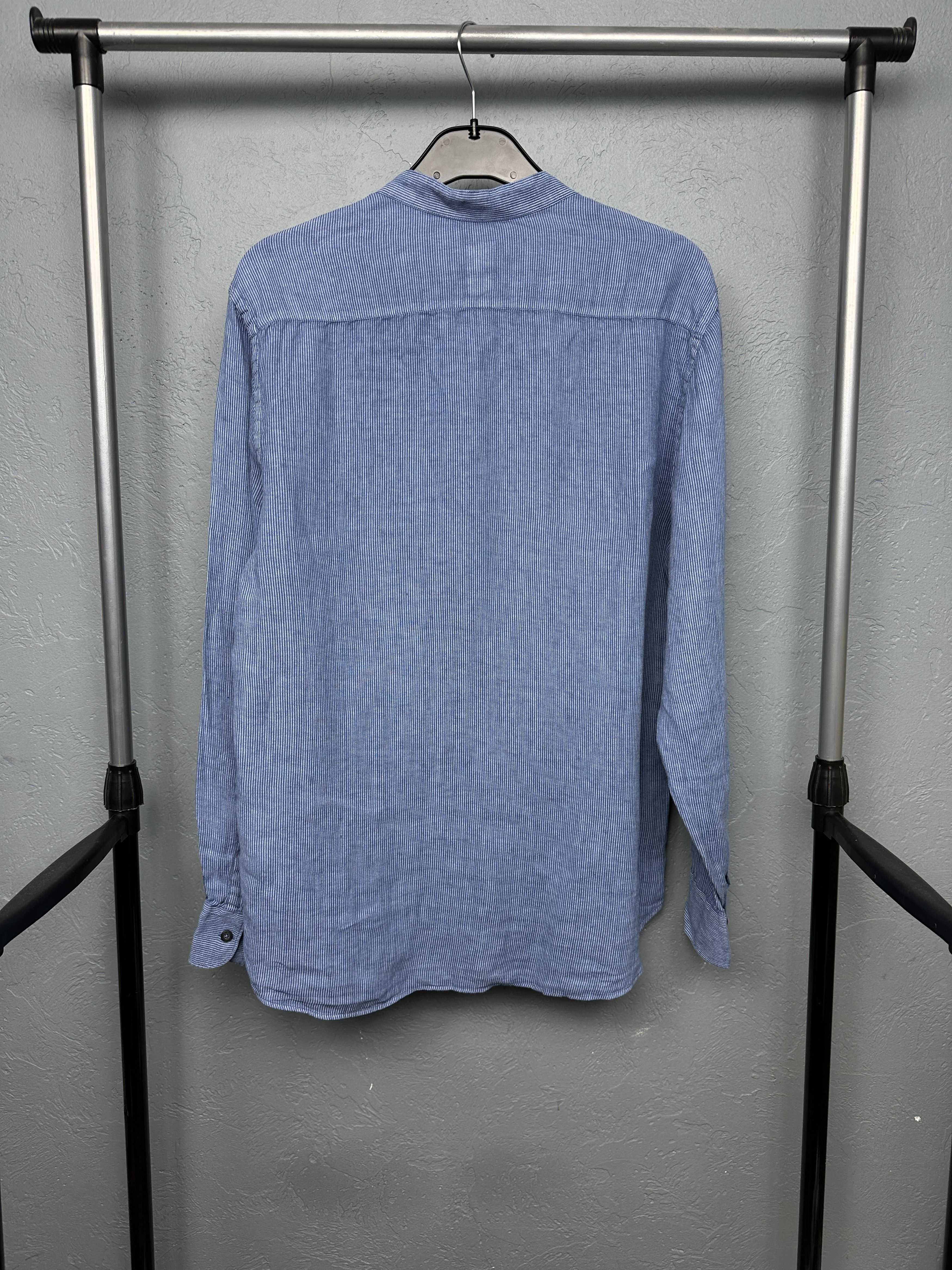120% Lino 120% Lino Mens Linen Long Sleeve Striped Shirt Size US S / EU 44-46 / 1 - 8 Thumbnail