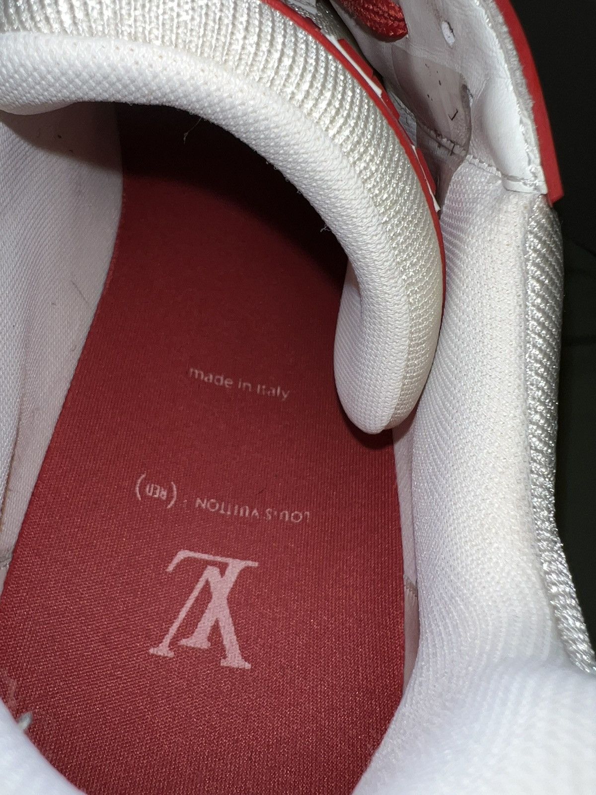 Louis Vuitton Louis Vuitton White Red Embossed Monogram Trainer Sneaker Size US 13 / EU 46 - 5 Thumbnail