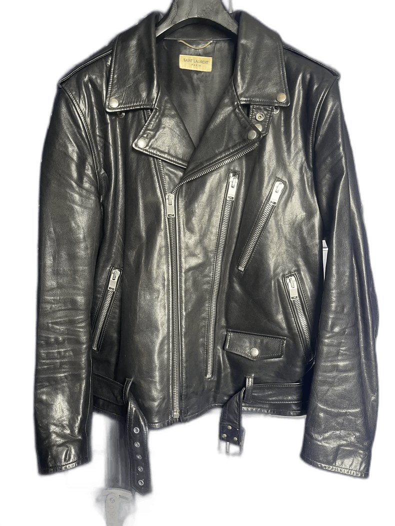 Saint Laurent Paris black oiled calf leather biker jacket Size US XXL / EU 58 / 5 - 1 Thumbnail