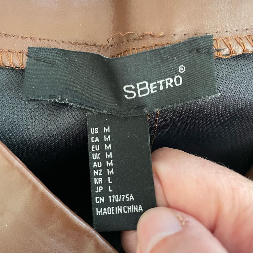 Other S Betro Faux Vegan Leather Brown Side Zip Pants M Long 34” Size 28" / US 6 / IT 42 - 5 Thumbnail