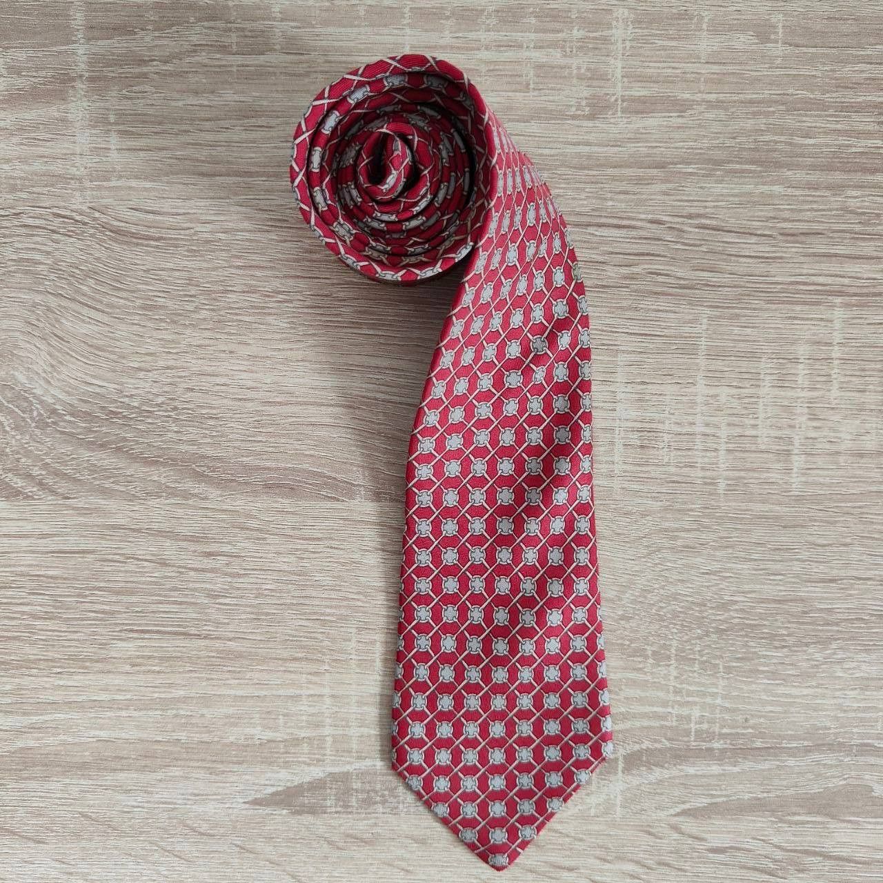 Hermes Hermes Paris Silk Tie 990 SA Geometry Red Size ONE SIZE - 1 Thumbnail