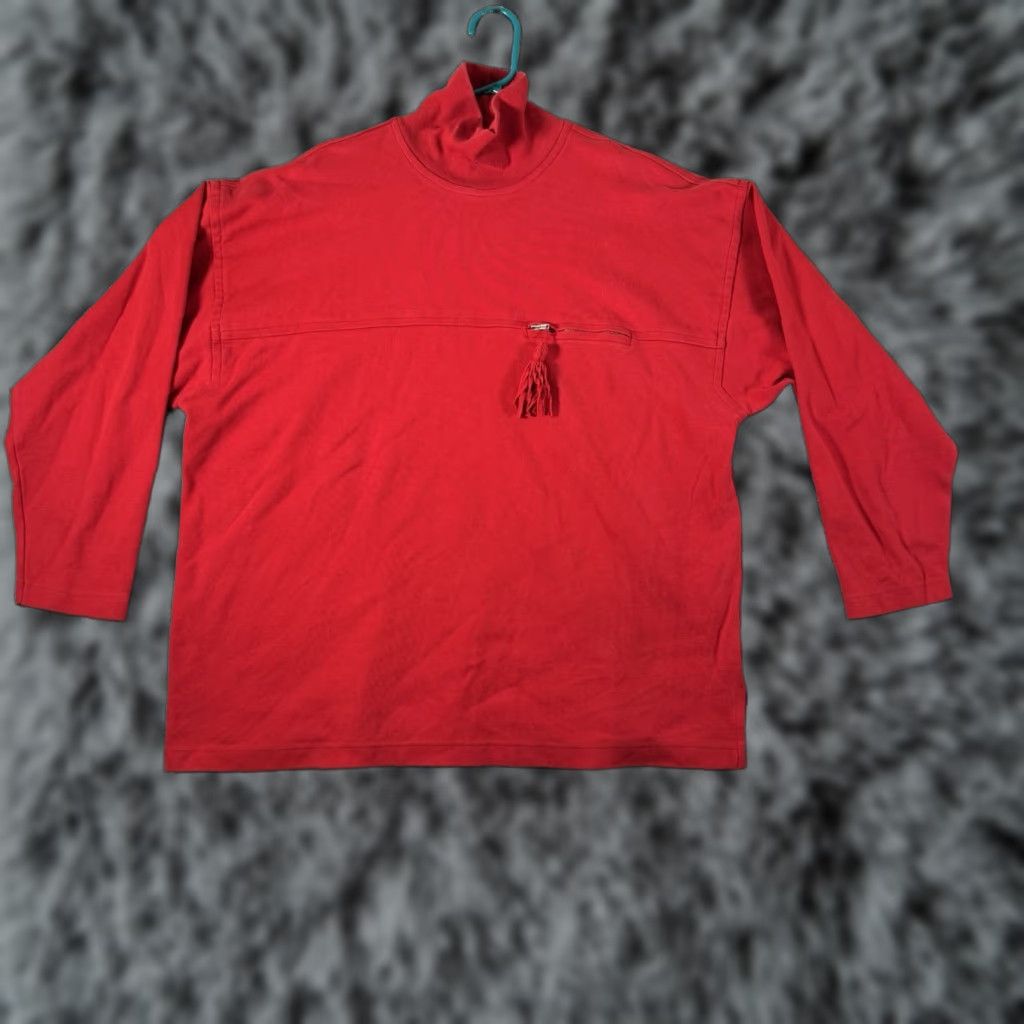 Vintage VINTAGE Kikit Maurice Sasson Sweatshirt M Boxy Oversized Artsy Boho Lagenlook Sweater Pullover Women Mock Neck Red Cotton Size M / US 6-8 / IT 42-44 - 1 Thumbnail