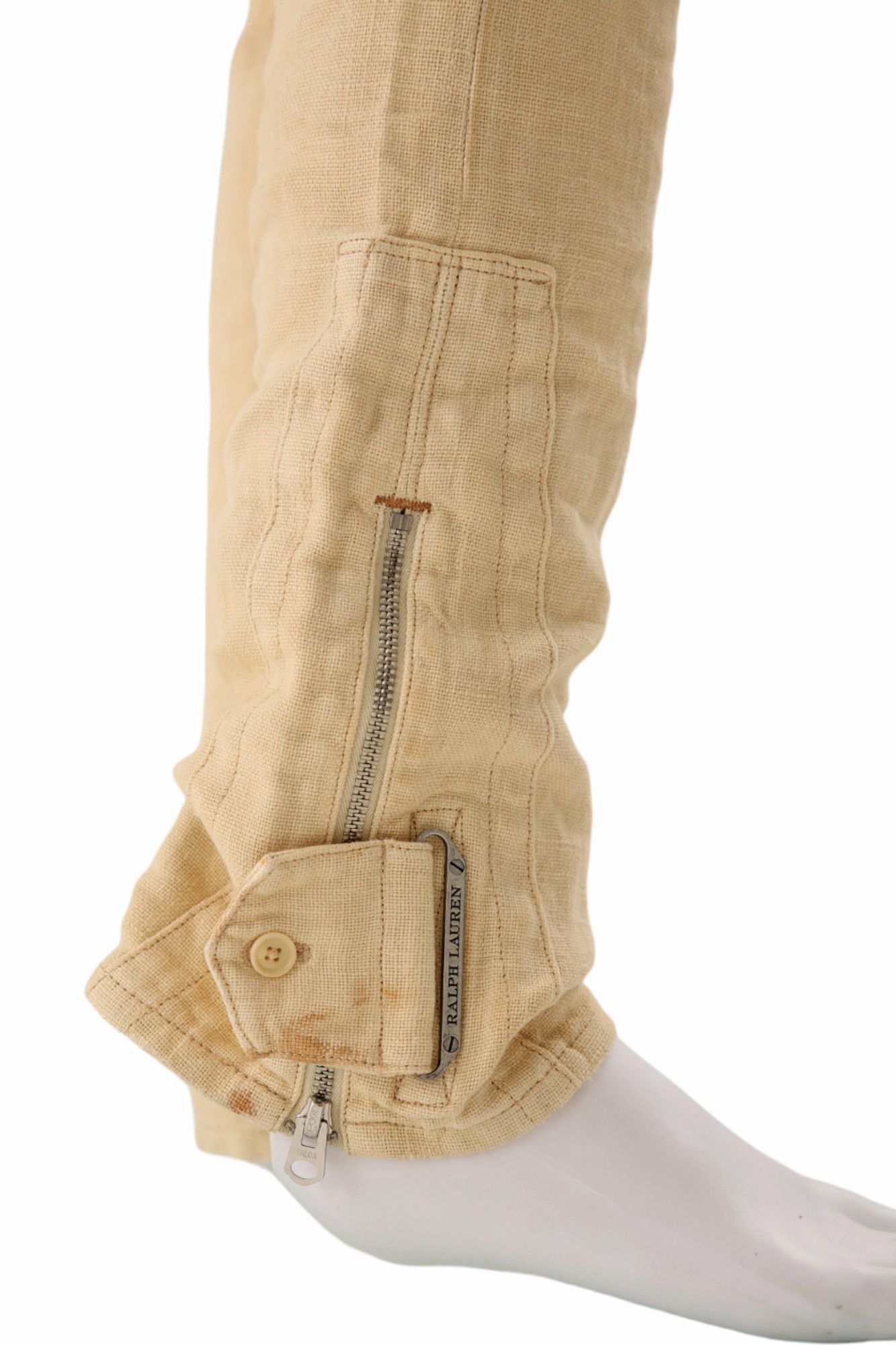 Ralph Lauren Early 00's Beige Belted Linen Pants Size US 28 / EU 44 - 6 Thumbnail