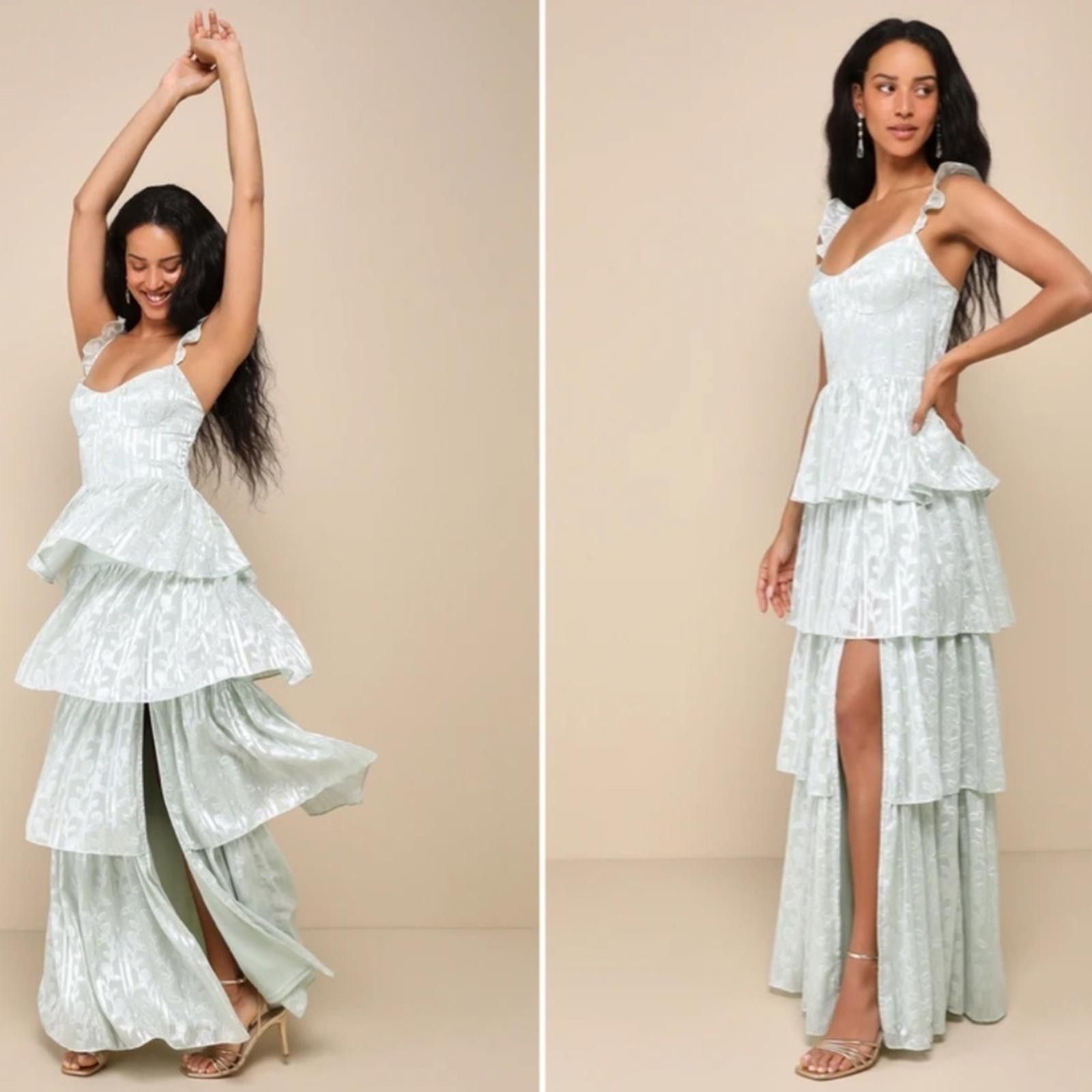 Lulus LULU's Flirty Floral Roses Prom Wedding Sexy Ruffles Maxi Size L / US 10 / IT 46 - 4 Thumbnail