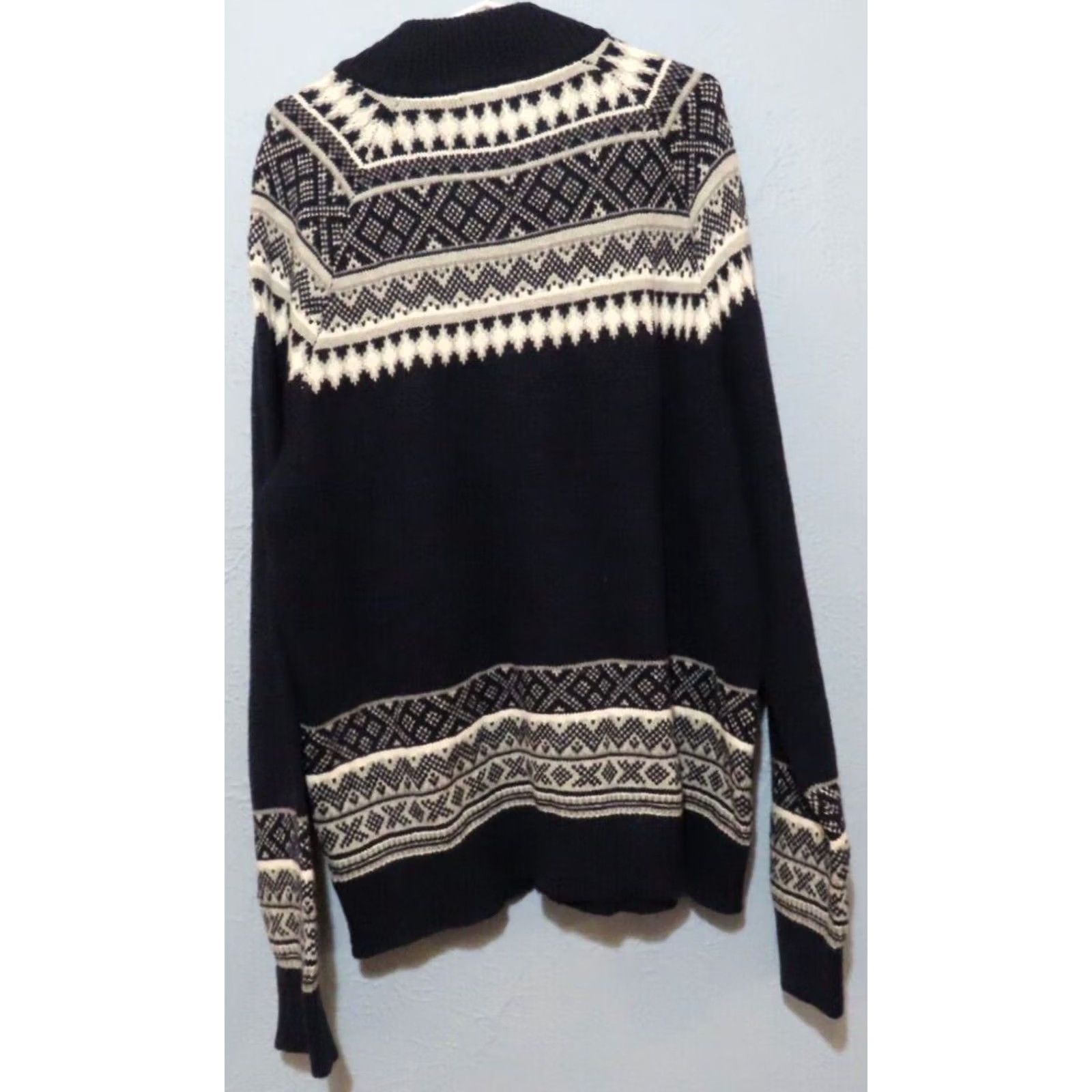 Vintage Goodfellow & Co Sweater Full Zip Navy White Gray Knit Cotton/Acrylic Blend Men's XL Navy with Print Around Neck Size US XL / EU 56 / 4 - 6 Thumbnail