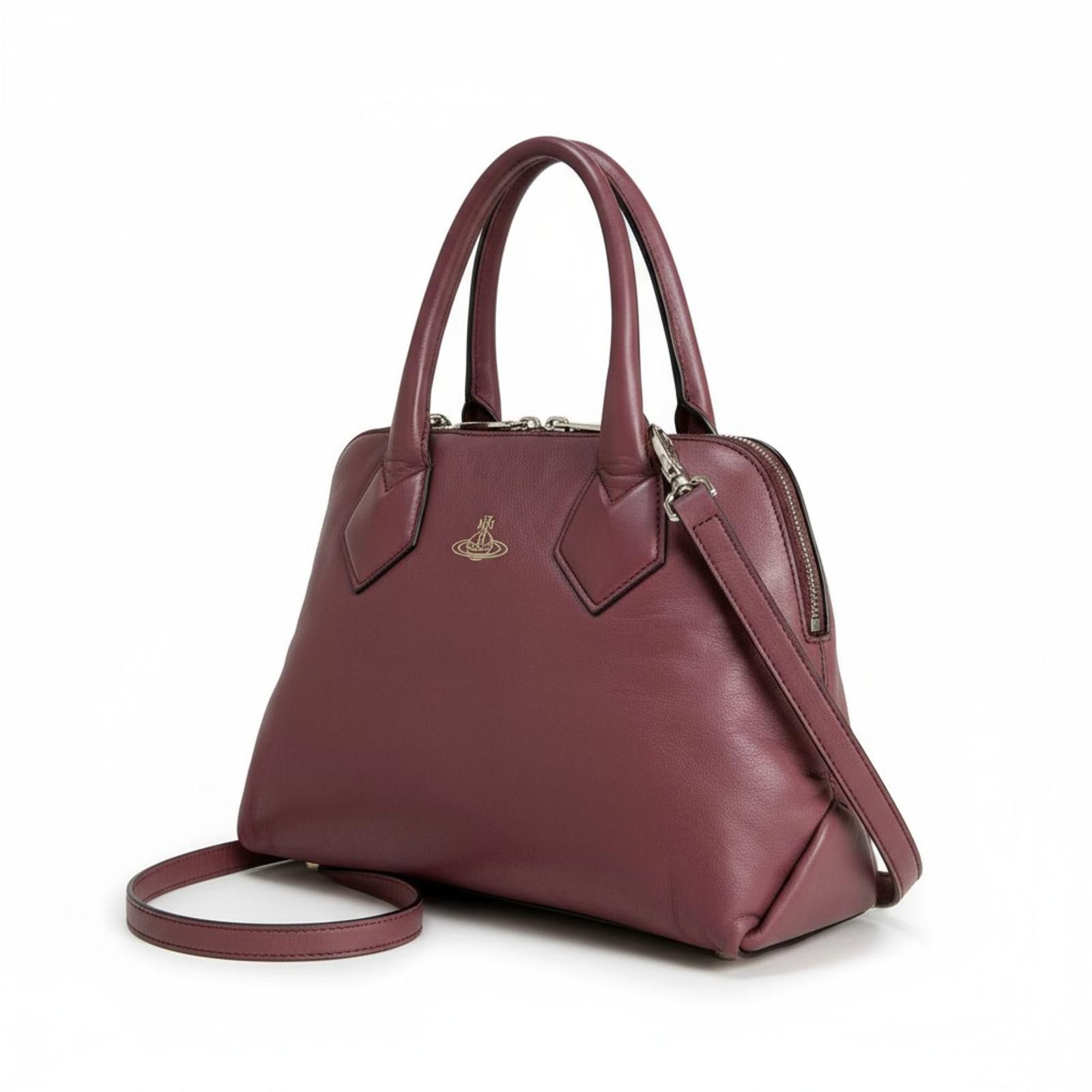 Vivienne Westwood Vivienne Westwood - Burgundy Leather Handbag with Dual Top-3 Size ONE SIZE - 1 Thumbnail