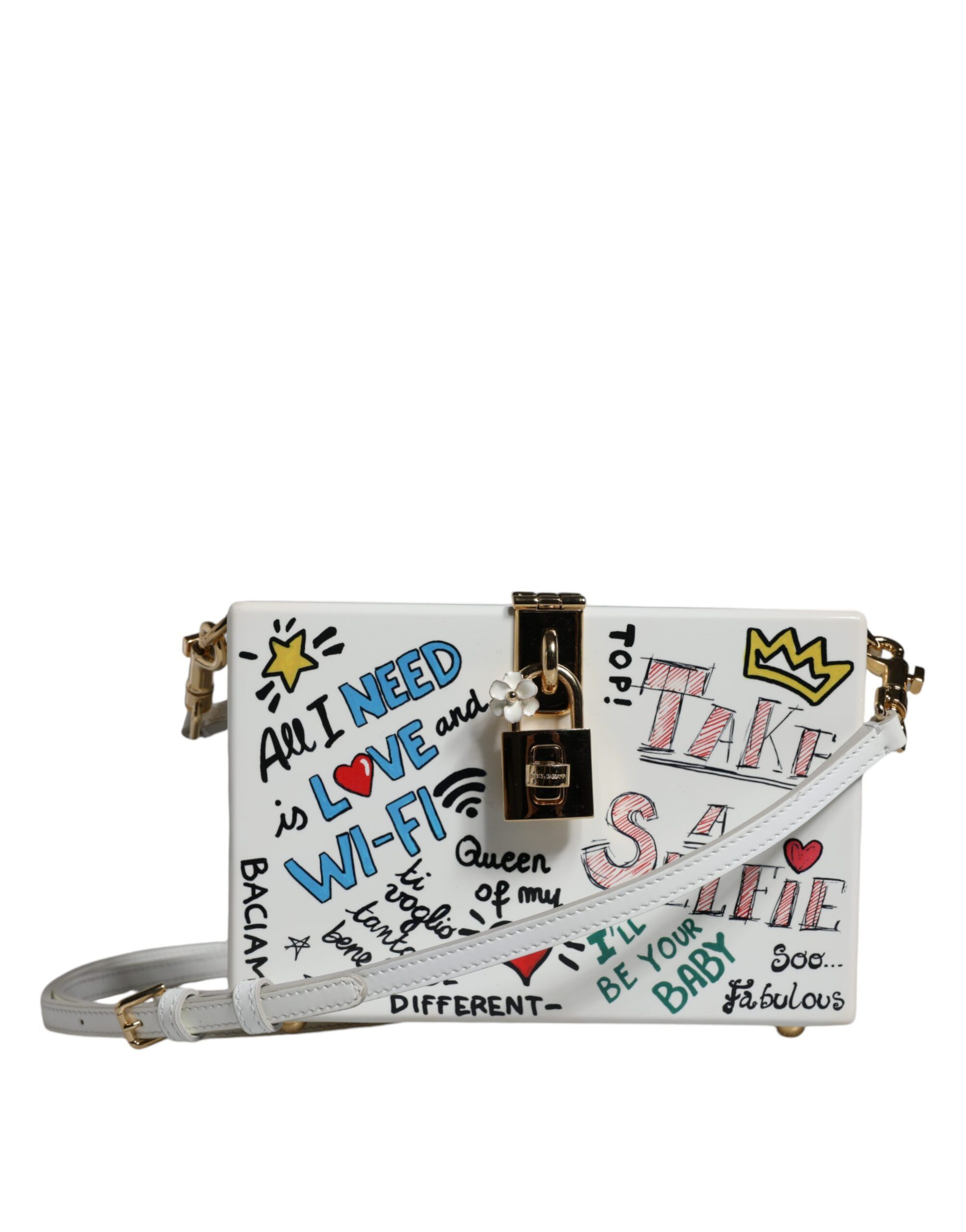 Dolce & Gabbana White Graffiti Print Clutch Crossbody Women's Bag Size ONE SIZE - 1 Thumbnail
