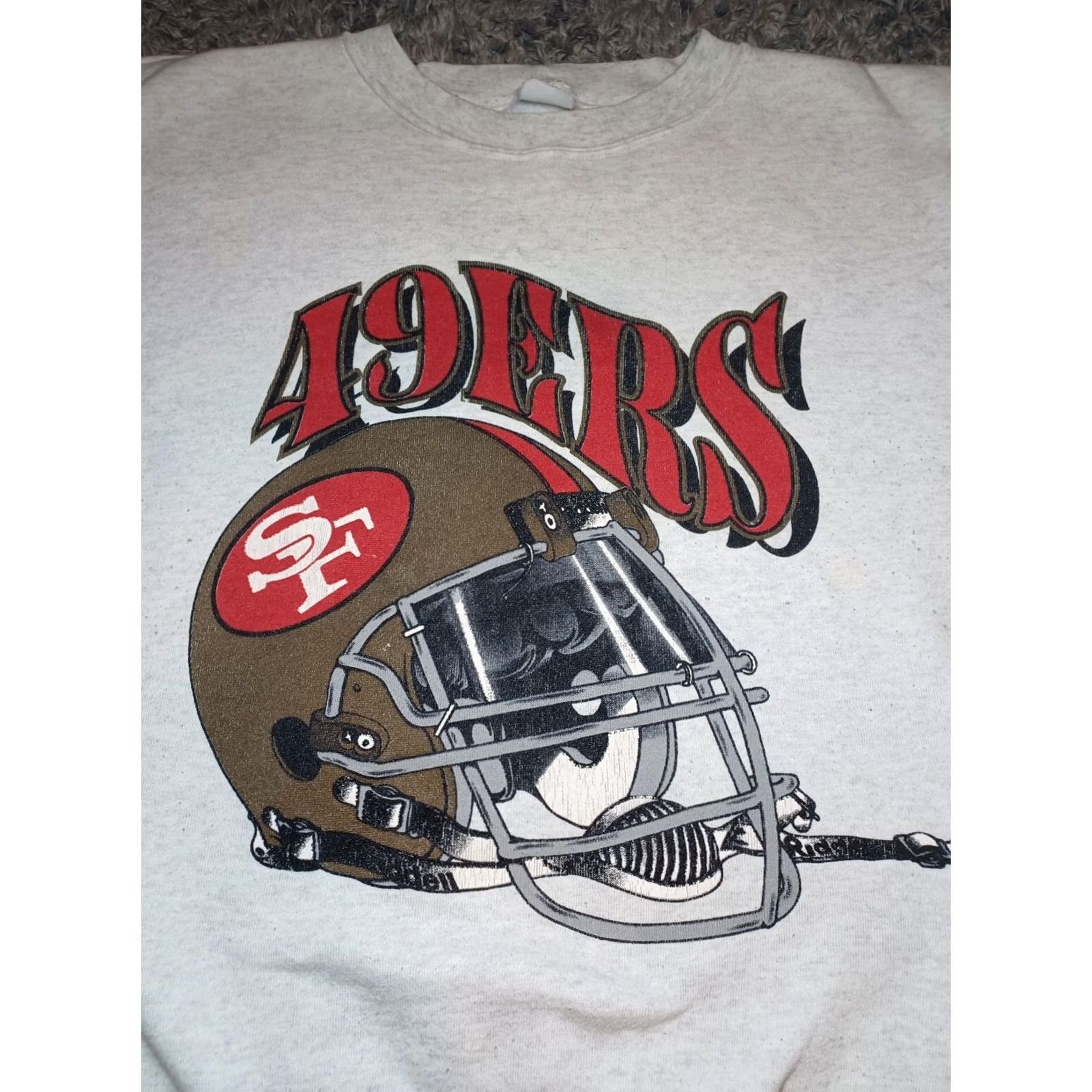 NFL VINTAGE 90s San Francisco 49ers NFL Helmet Crewneck Sweatshirt XL Gray Sweatshirt Unisex Adults Crew Neck Pullover Mens Womens Boys Girls Size US XL / EU 56 / 4 - 2 Thumbnail