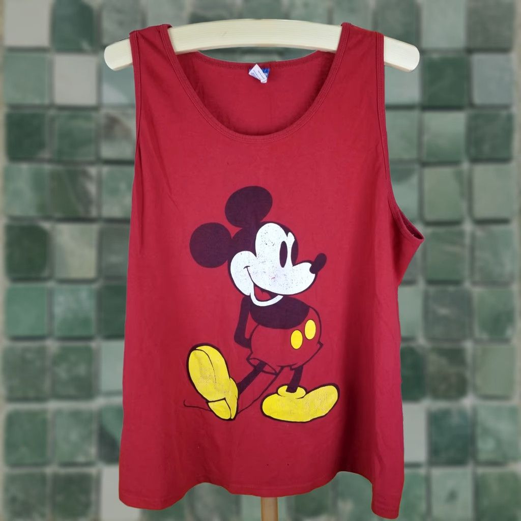 Disney VINTAGE 90' MICKEY MOUSE DISNEY RED COTTON TANK TOP SZ MEN'S XLARGE Size US XL / EU 56 / 4 - 1 Thumbnail