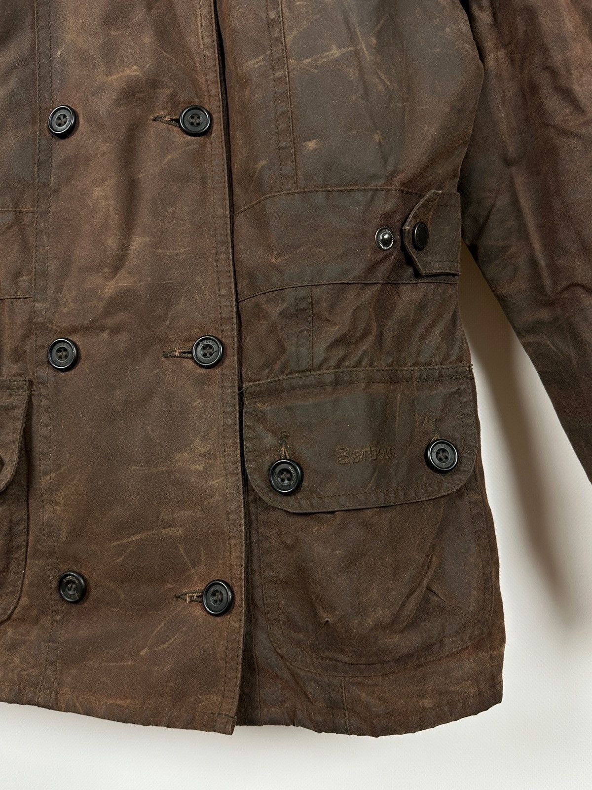 Barbour Double Breasted Brown Waxed Coat Jacket