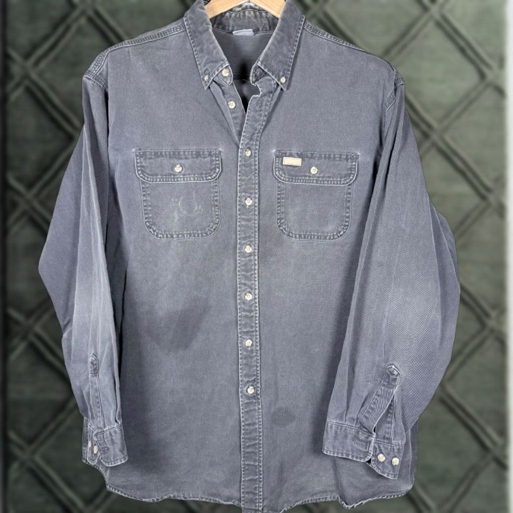 Carhartt Vintage Carhartt Work Shirt Gray Denim Long Sleeve Button-Down Mens 2XL Size US XXL / EU 58 / 5 - 1 Thumbnail