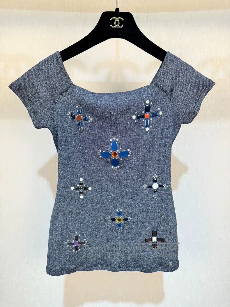 Chanel Chanel Diamond glazed beaded short sleeves Size XS / US 0-2 / IT 36-38 - 2 Thumbnail