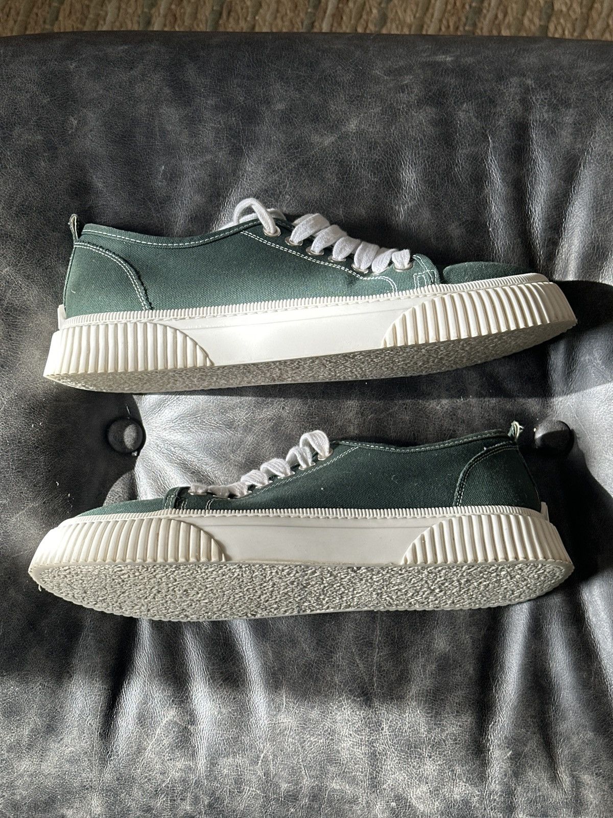 AMI AMI Paris Low Top Sneakers – Green Canvas Size US 11 / EU 44 - 3 Thumbnail