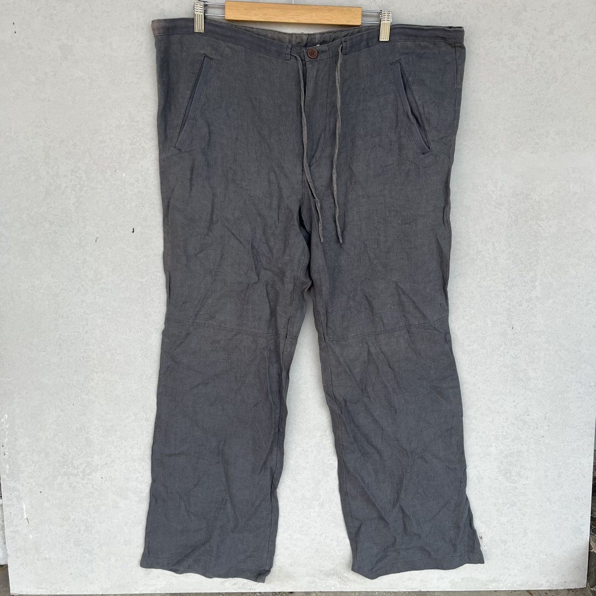 Other Vintage Grey Linen Trousers With Drawstring Waist Size L Size 32" / US 10 / IT 46 - 1 Thumbnail