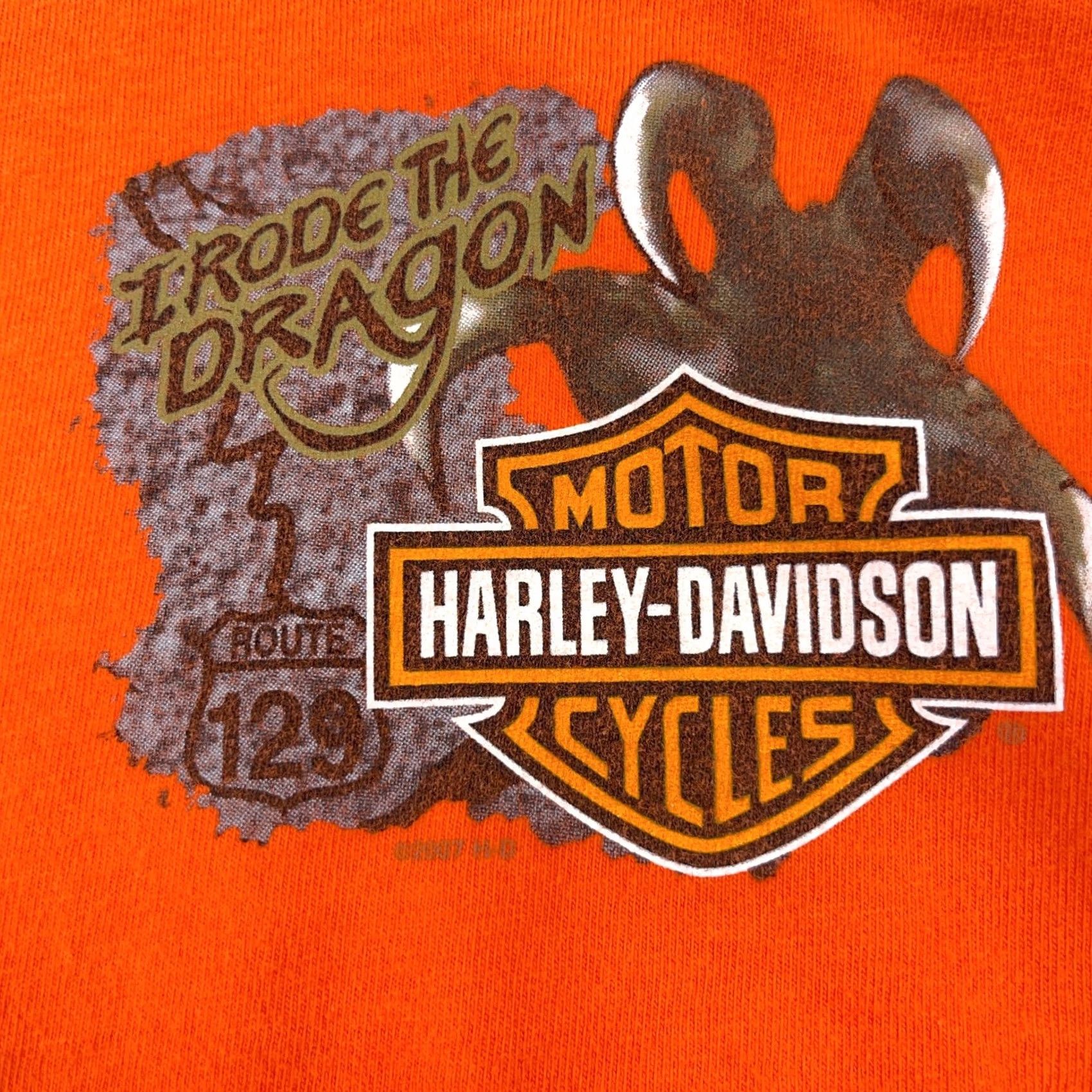 Harley Davidson Harley Davidson Shirt Adult XL Orange Smoky Mountains Dragon Retro Biker Tee Men Size US XL / EU 56 / 4 - 6 Thumbnail