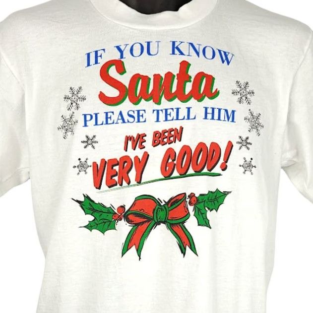 Fruit Of The Loom VINTAGE Christmas T Shirt Mens Size Medium 90s If You Know Santa Made In USA Fruit of the Loom Shirt Mens 90s Christmas Holidays White Size US M / EU 48-50 / 2 - 2 Thumbnail