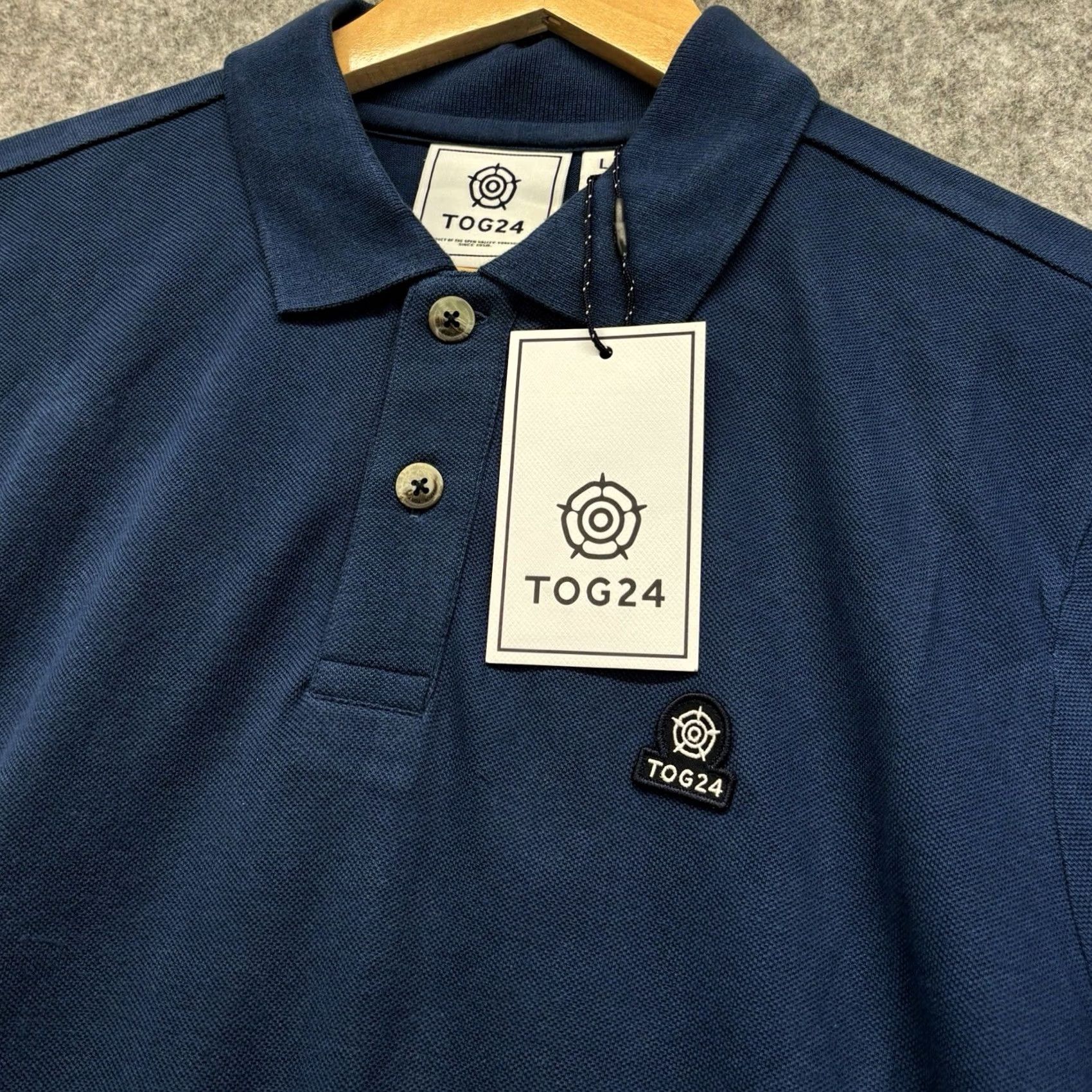Vintage TOG24 Percy Polo Shirt Denim Blue Mens L Polo Short Sleeve Collared Pullover Casual Travel Cotton Denim Size US L / EU 52-54 / 3 - 3 Thumbnail