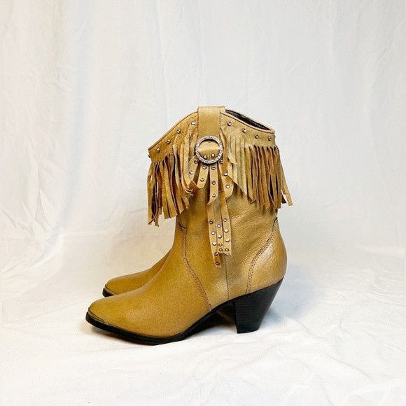 Other Santa Fe Leather Rhinestone Fringe Cowgirl Western Boots Size US 9 / IT 39 - 4 Thumbnail