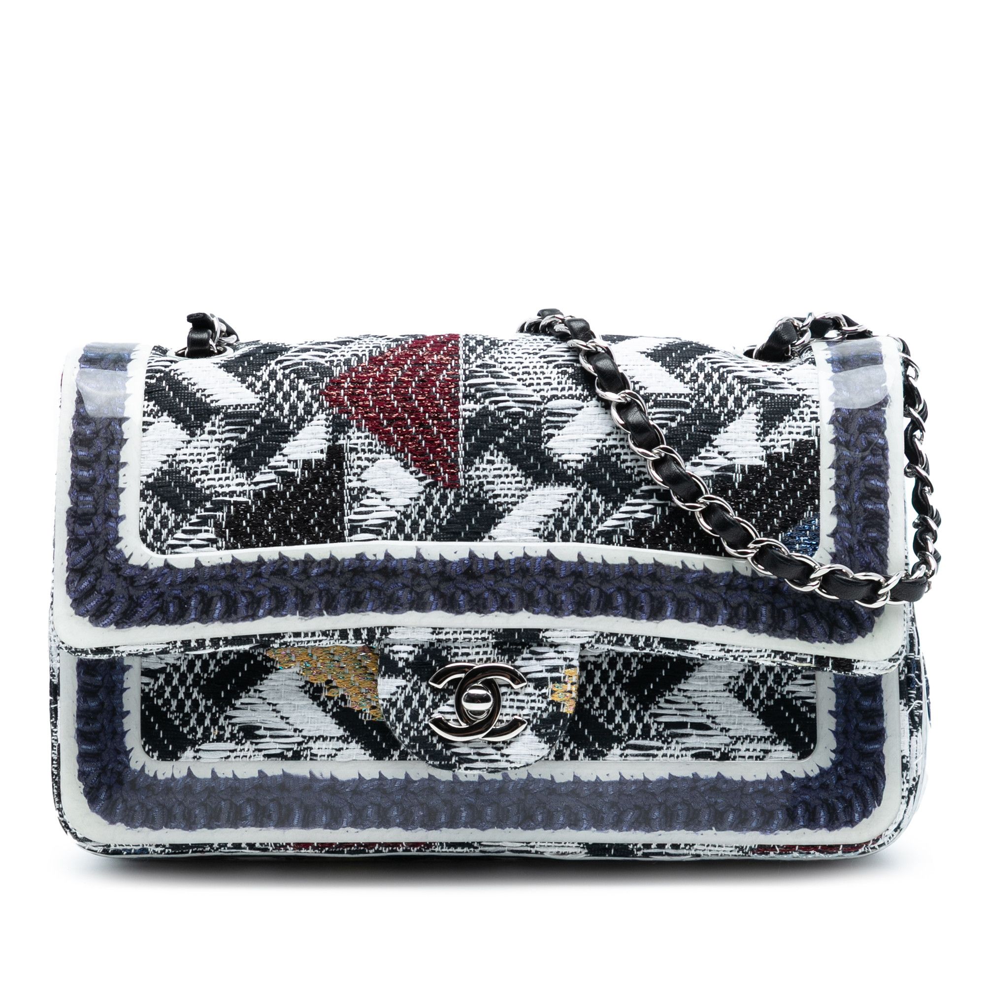 Chanel Chanel Medium Classic Tweed and Silicone Double Flap Size ONE SIZE - 1 Thumbnail