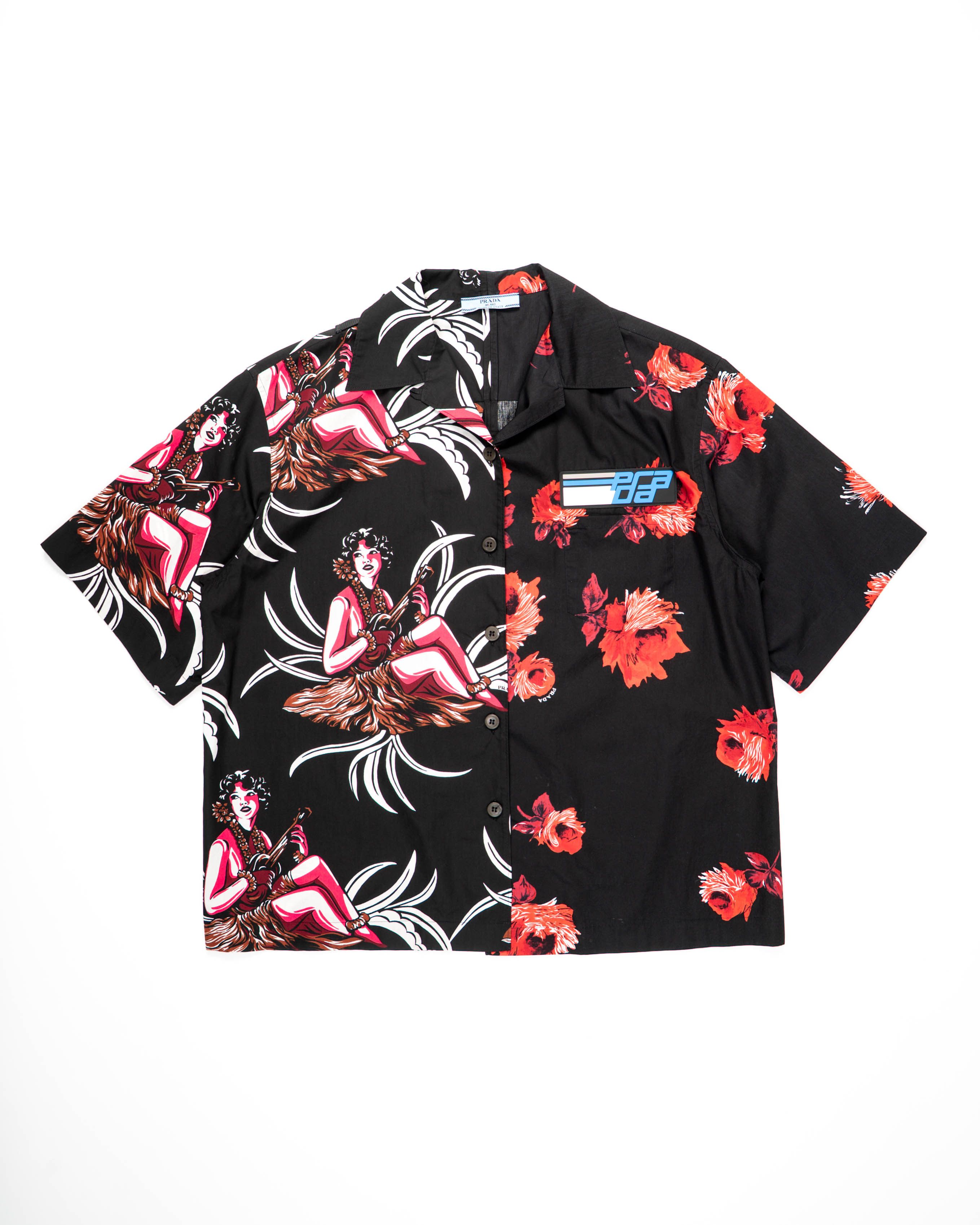 Prada FW18 Double Match Shirt with Rubber Logo in Cotton Size US L / EU 52-54 / 3 - 2 Thumbnail