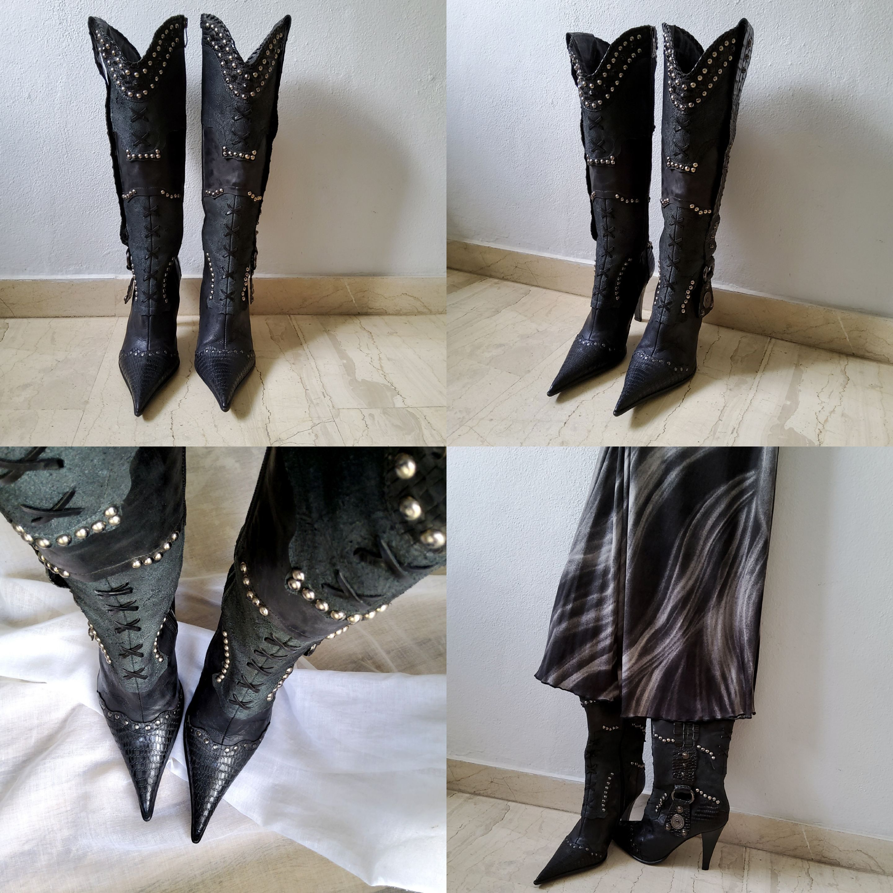 Other El Dantes vintage y2k deadstock studded leather boots Size US 8 / IT 38 - 7 Thumbnail