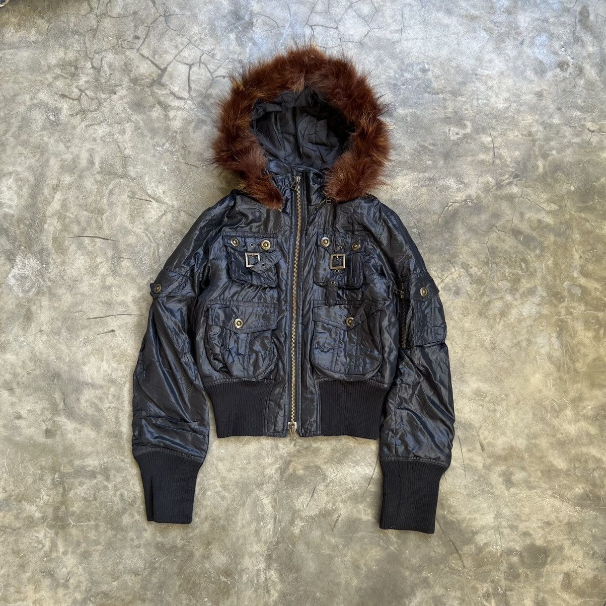 14th Addiction 2000’s M’C J’A Vkei Style Nylon Multi Pocket Fur Jacket Size US S / EU 44-46 / 1 - 1 Thumbnail