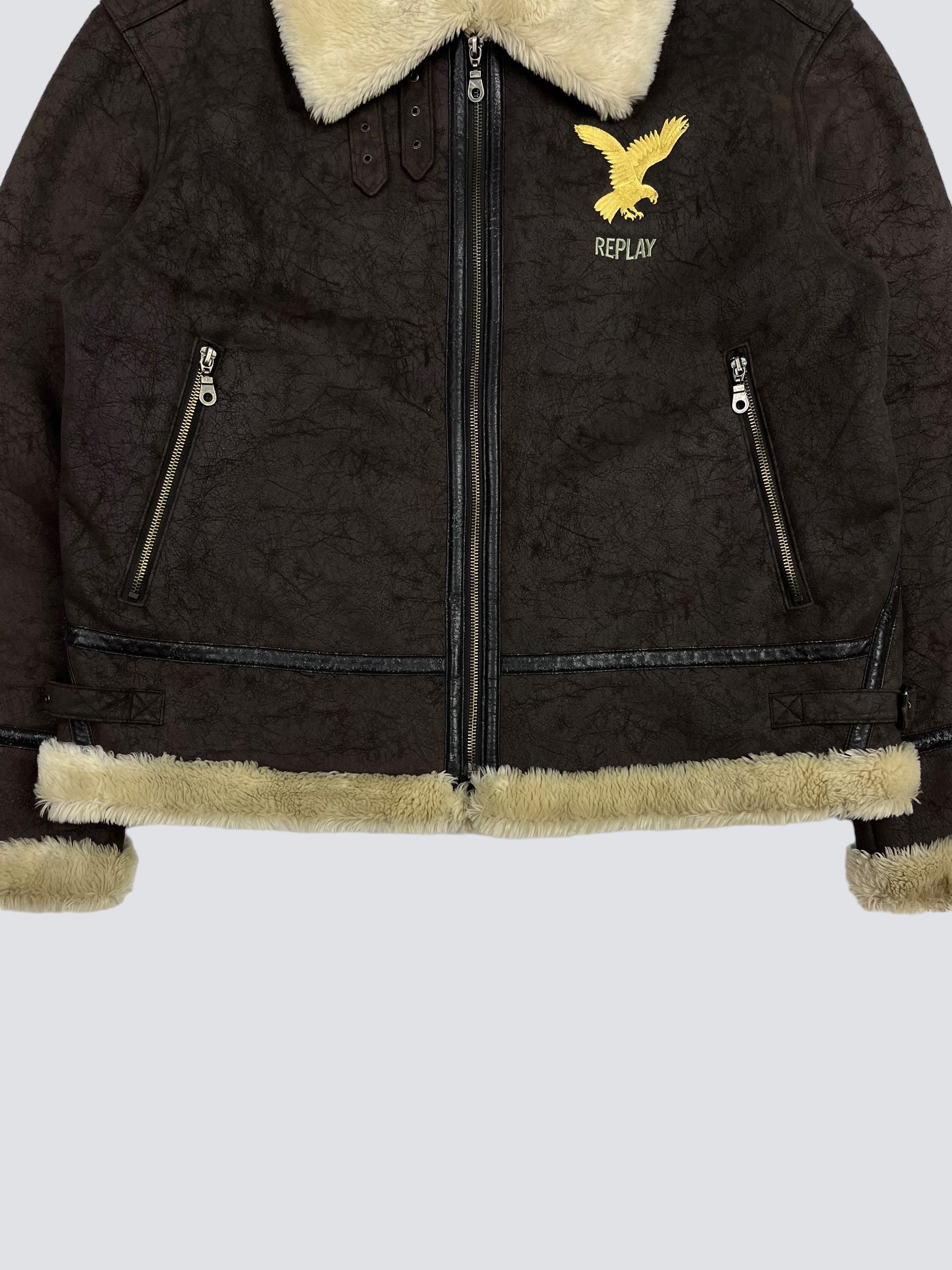 Replay 1980s B3 VELOUR SHERPA FLIGHT AVIATOR COAT JACKET - № 2004 Size US XL / EU 56 / 4 - 5 Thumbnail