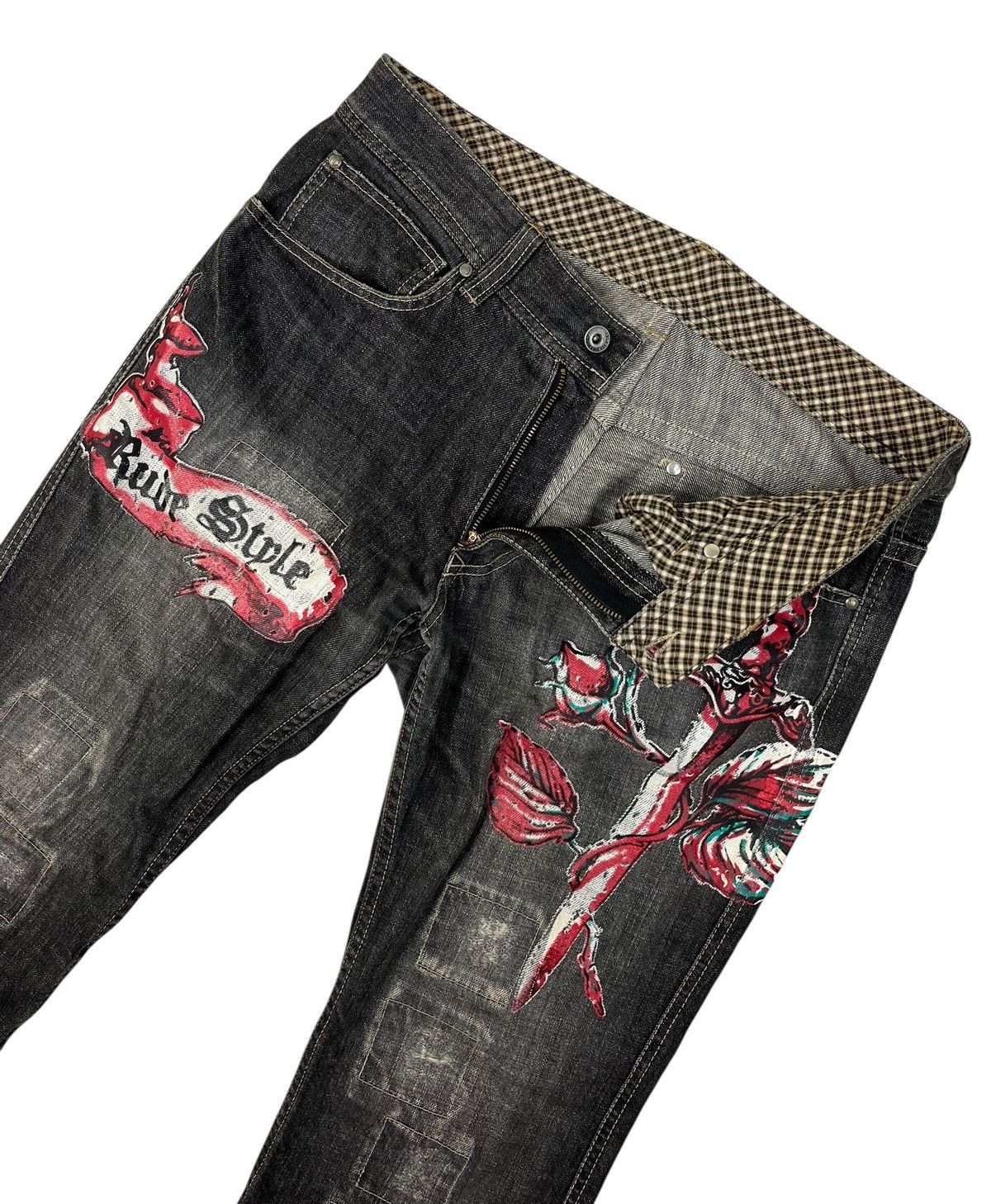 Japanese Brand Nicole Club For Men Patchwork Painting Denim Jeans Size US 33 - 6 Thumbnail
