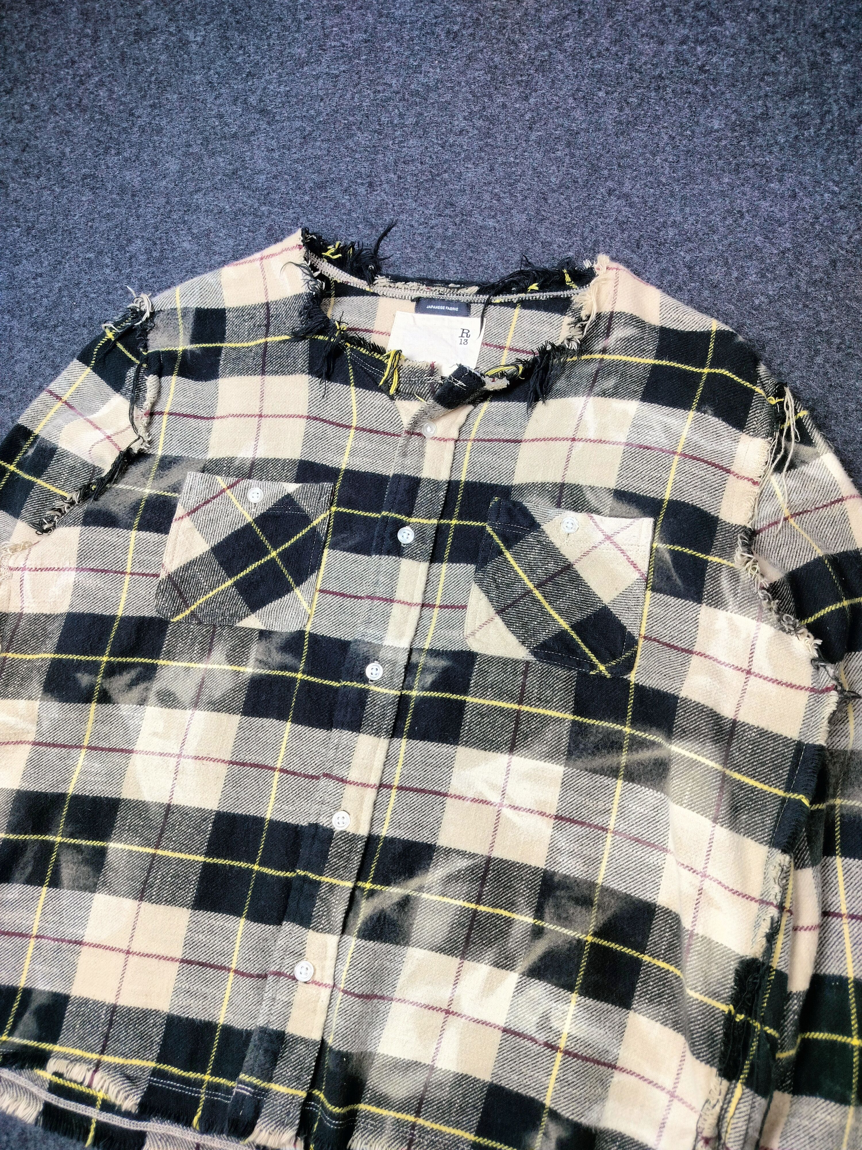 R13 R13 Beige Plaid Shredded Shirt Size S / US 4 / IT 40 - 5 Thumbnail