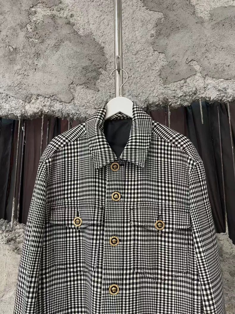 Versace Versace Gray-black plaid wool jacket coat Size M / US 6-8 / IT 42-44 - 2 Thumbnail