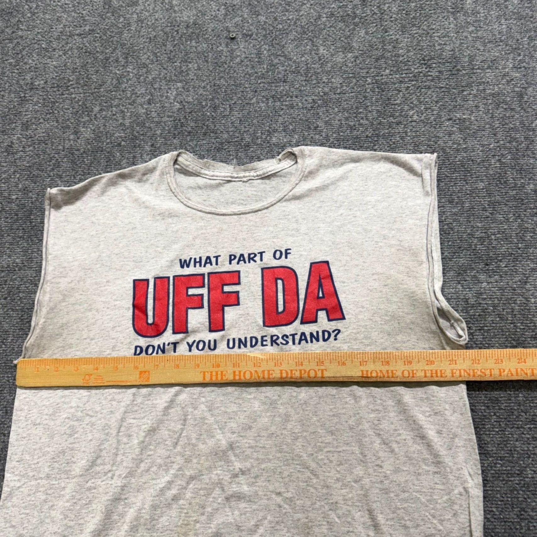 Vintage VINTAGE Unbranded Tank-top Shirt L Uff Da Scandinavian phrase Gray Men L Size US L / EU 52-54 / 3 - 4 Thumbnail