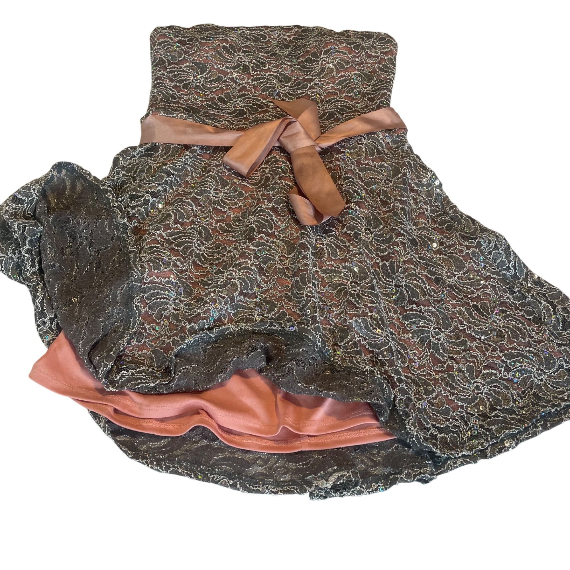 Other Delia Strapless Lace Dress Pink Satin Bow & Asymmetrical Sil Size M / US 6-8 / IT 42-44 - 8 Thumbnail