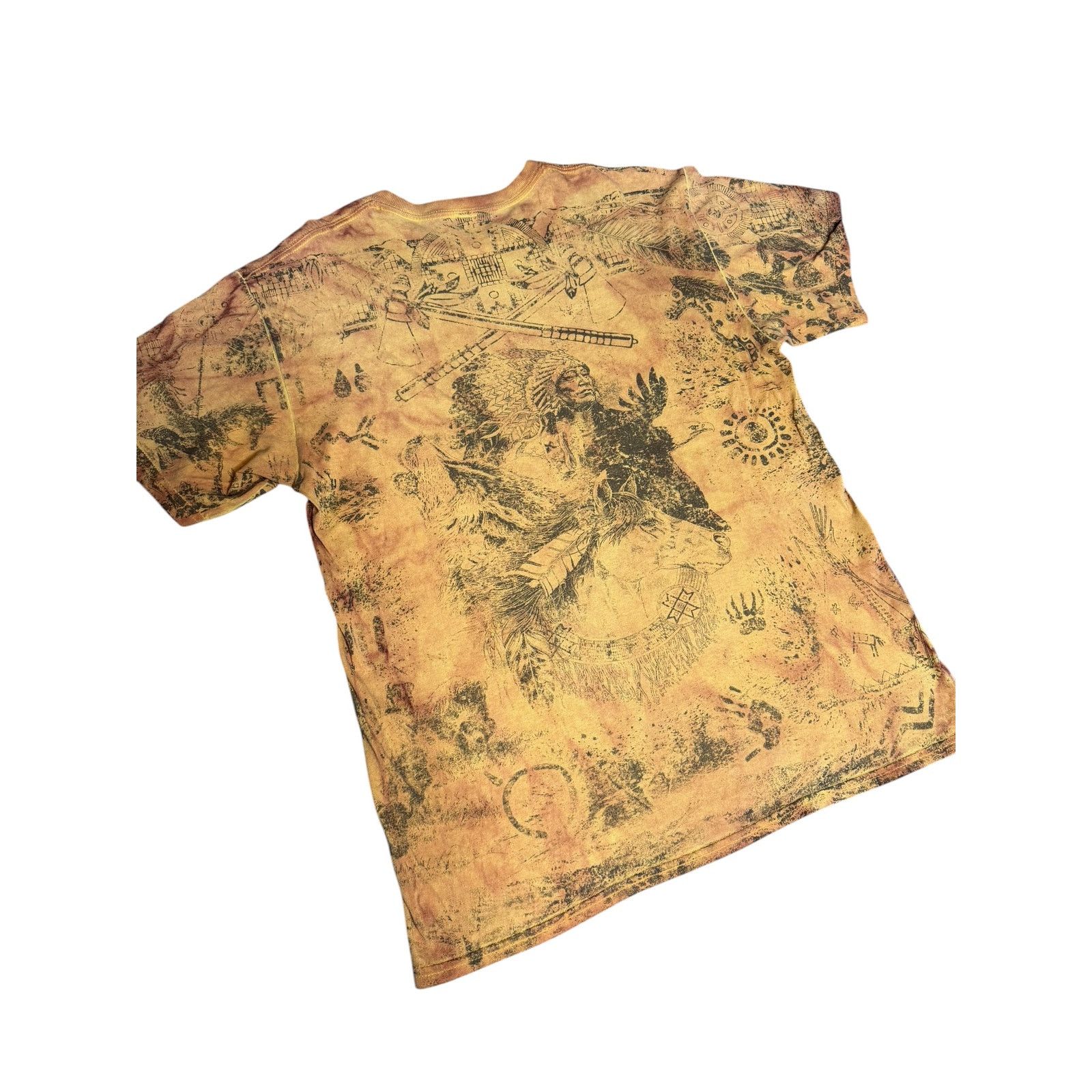 Gildan × Vintage Vintage Native American Indian Chief Eagle Wolf AOP T-Shirt Size US M / EU 48-50 / 2 - 4 Thumbnail