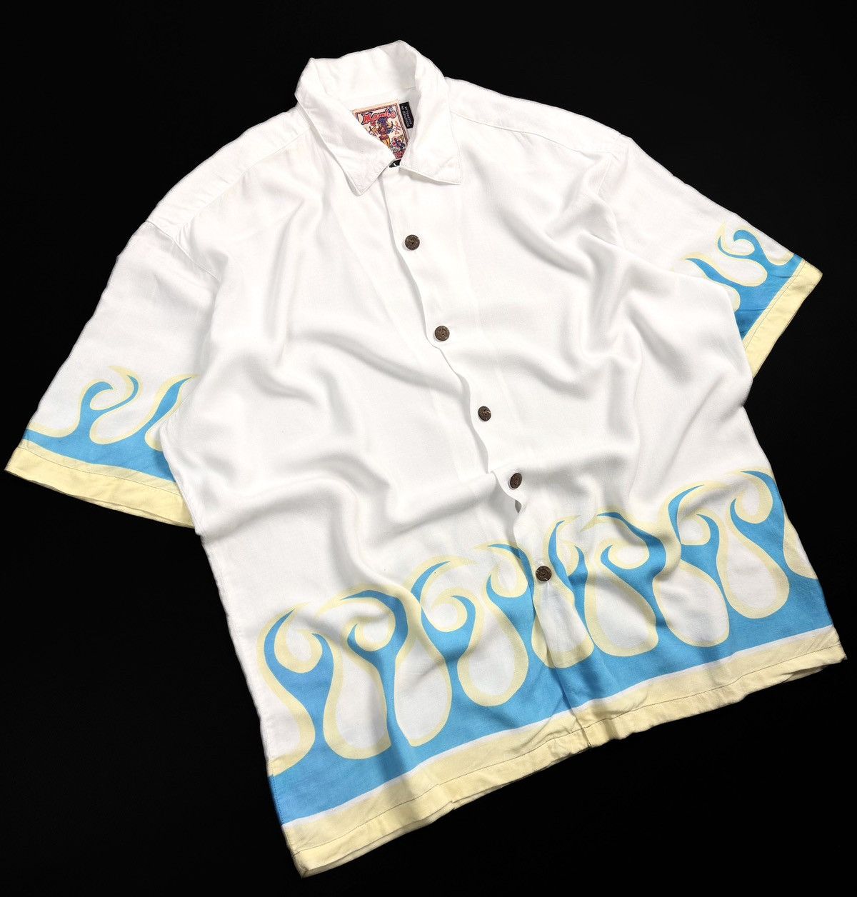 Mambo 90s Mambo Vintage Button Up Shirt White Flame Print Y2K Size US L / EU 52-54 / 3 - 5 Thumbnail