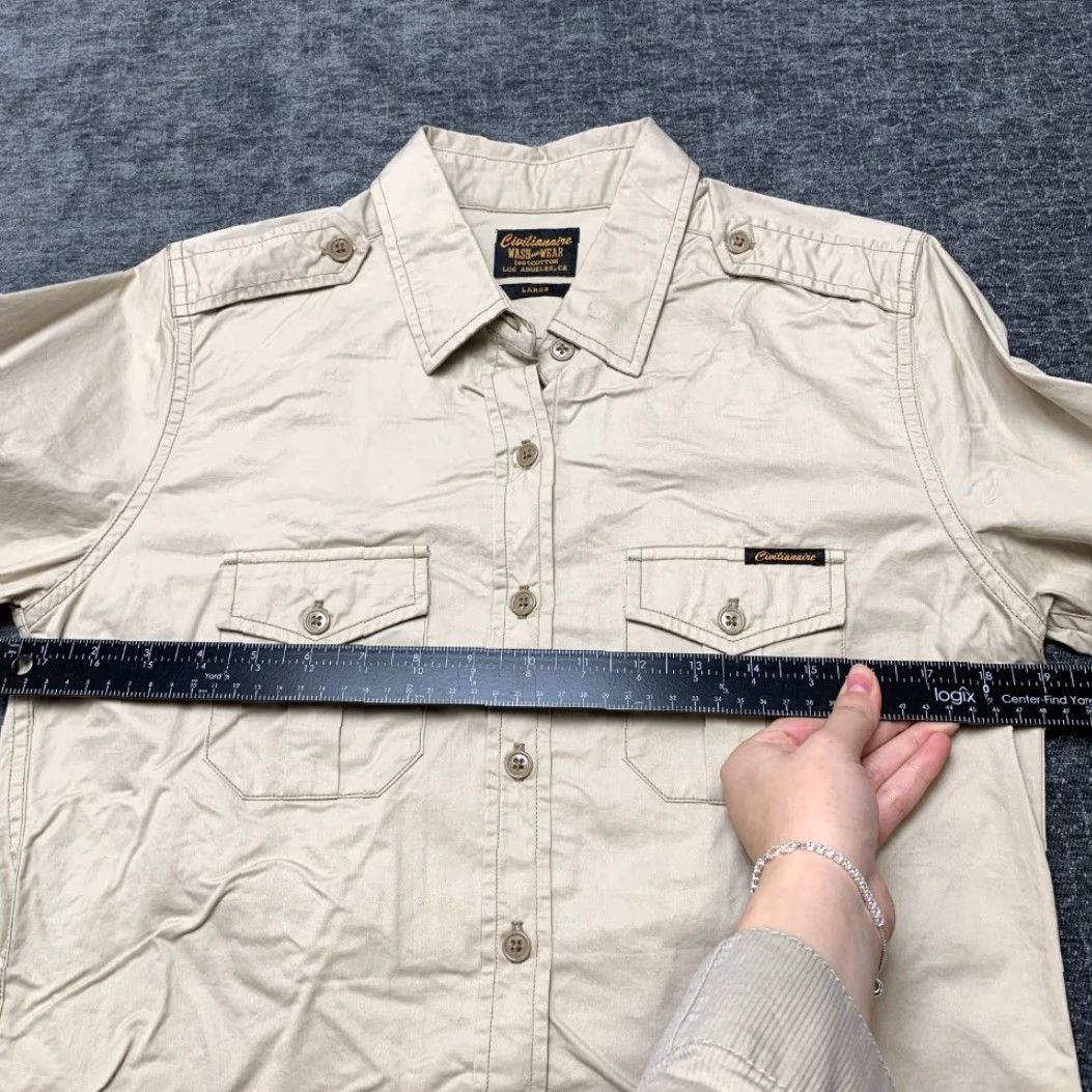 Epaulet Civilianaire Wash and Wear Officer Epaulet Shirt Womens L Gray Cotton Button Up Size L / US 10 / IT 46 - 5 Thumbnail
