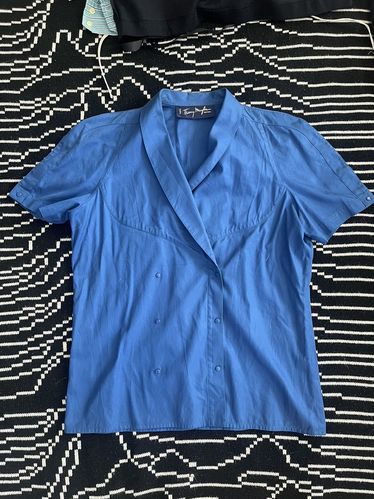 Thierry Mugler × Vintage 90’s Thierry Mugler Paris Edition Blue 6 Buttons Top Size S / US 4 / IT 40 - 1 Thumbnail
