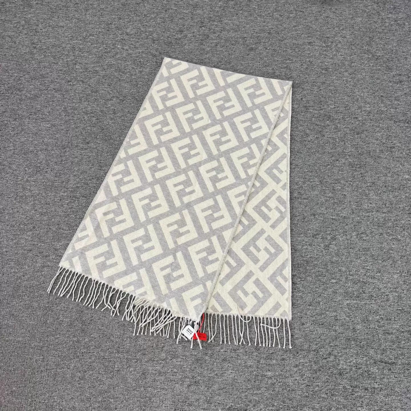 Fendi Fendi White All Over FF Print Tassel Cashmere Scarf 99 New Size ONE SIZE - 2 Thumbnail