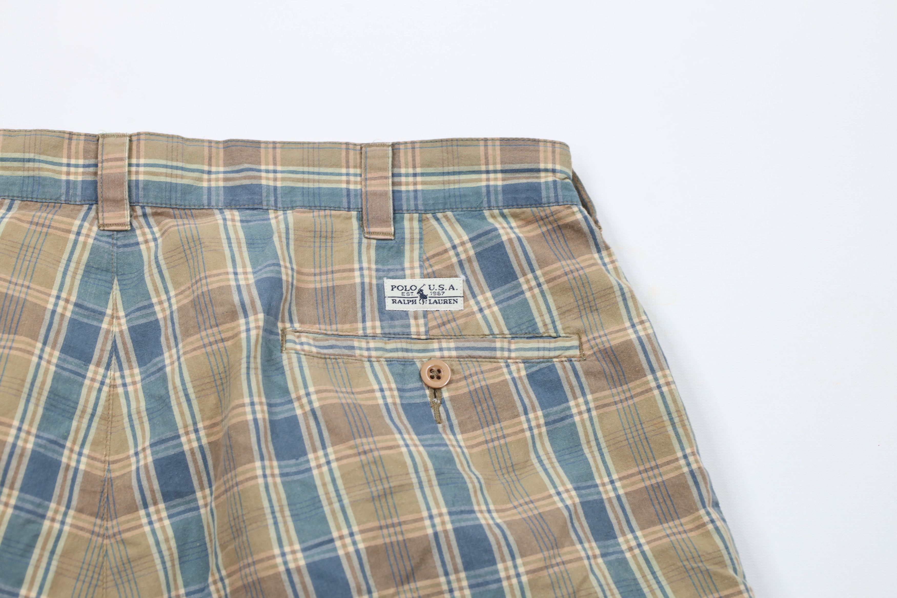 Ralph Lauren × Vintage Vintage 90s Ralph Lauren India Madras Plaid Shorts Cotton Size US 34 / EU 50 - 11 Thumbnail
