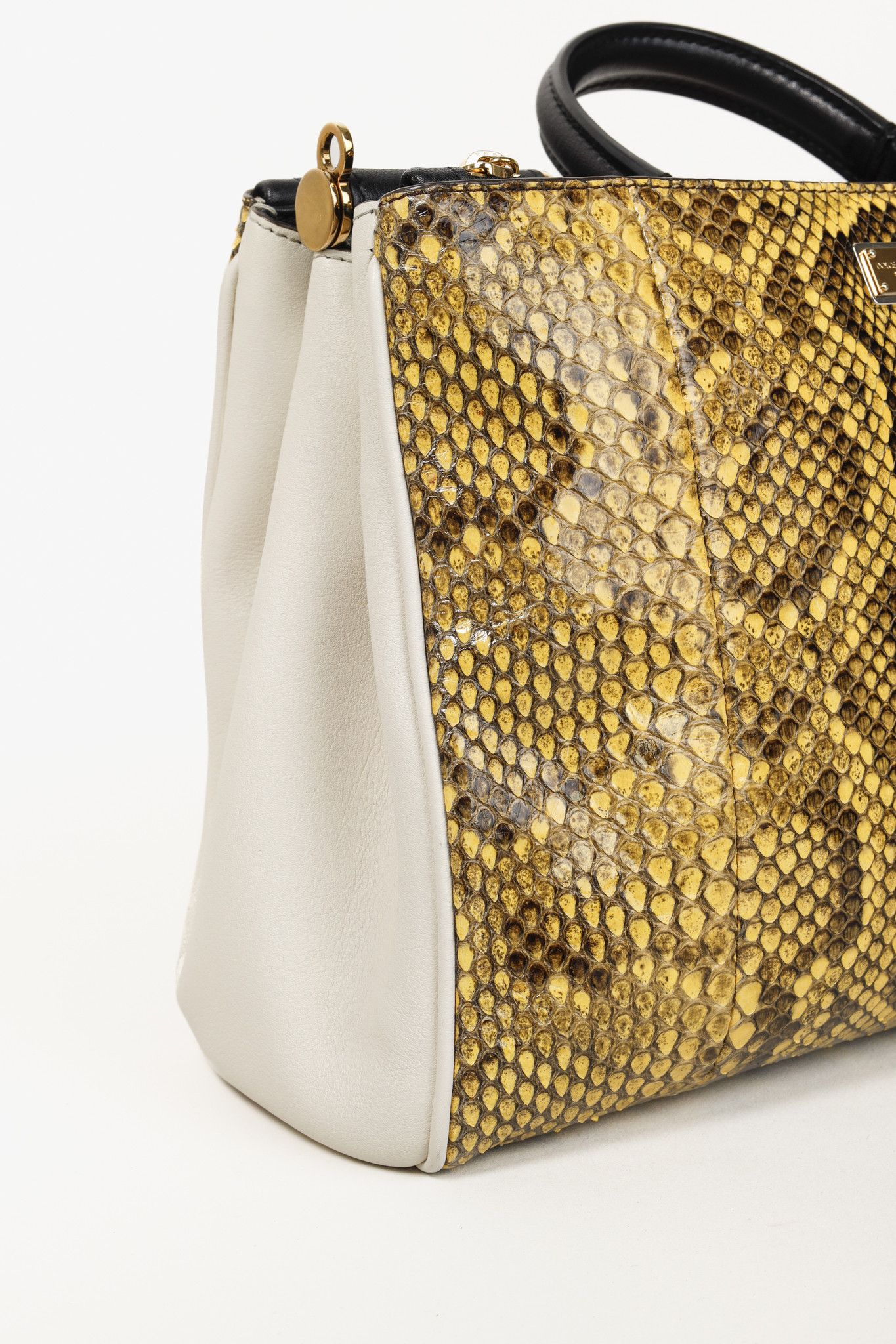Dolce & Gabbana Dolce & Gabbana Yellow Python Cream Leather Miss Sicily Tote Size ONE SIZE - 9 Thumbnail
