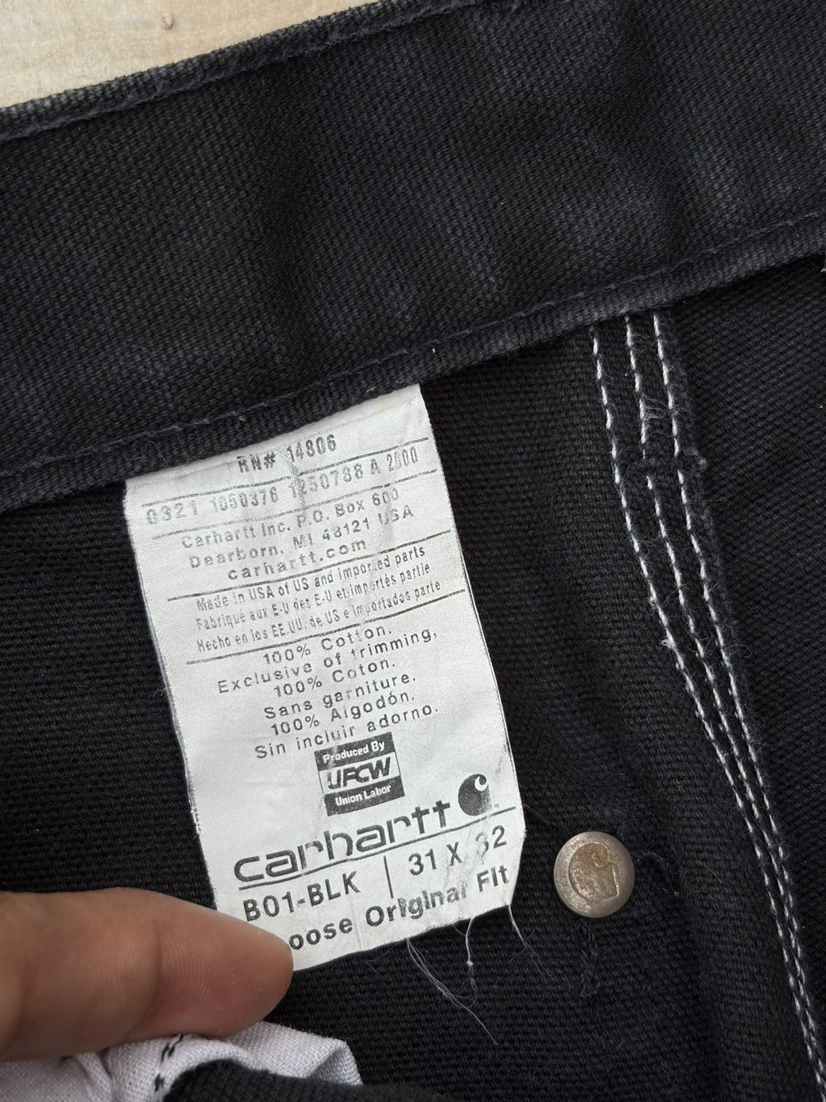 Carhartt Vintage 00s Carhartt Double Knee Pant Black Faded Size US 31 - 7 Thumbnail