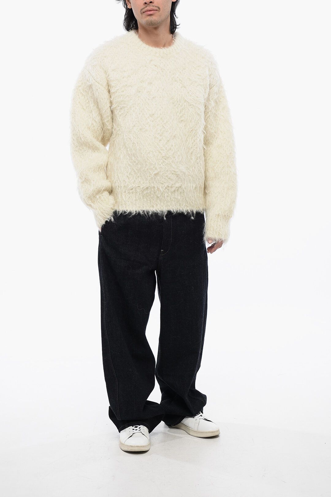 Jil Sander og1mm0625 Fuzzy Wool Casentino Sweater in White Size US M / EU 48-50 / 2 - 4 Thumbnail