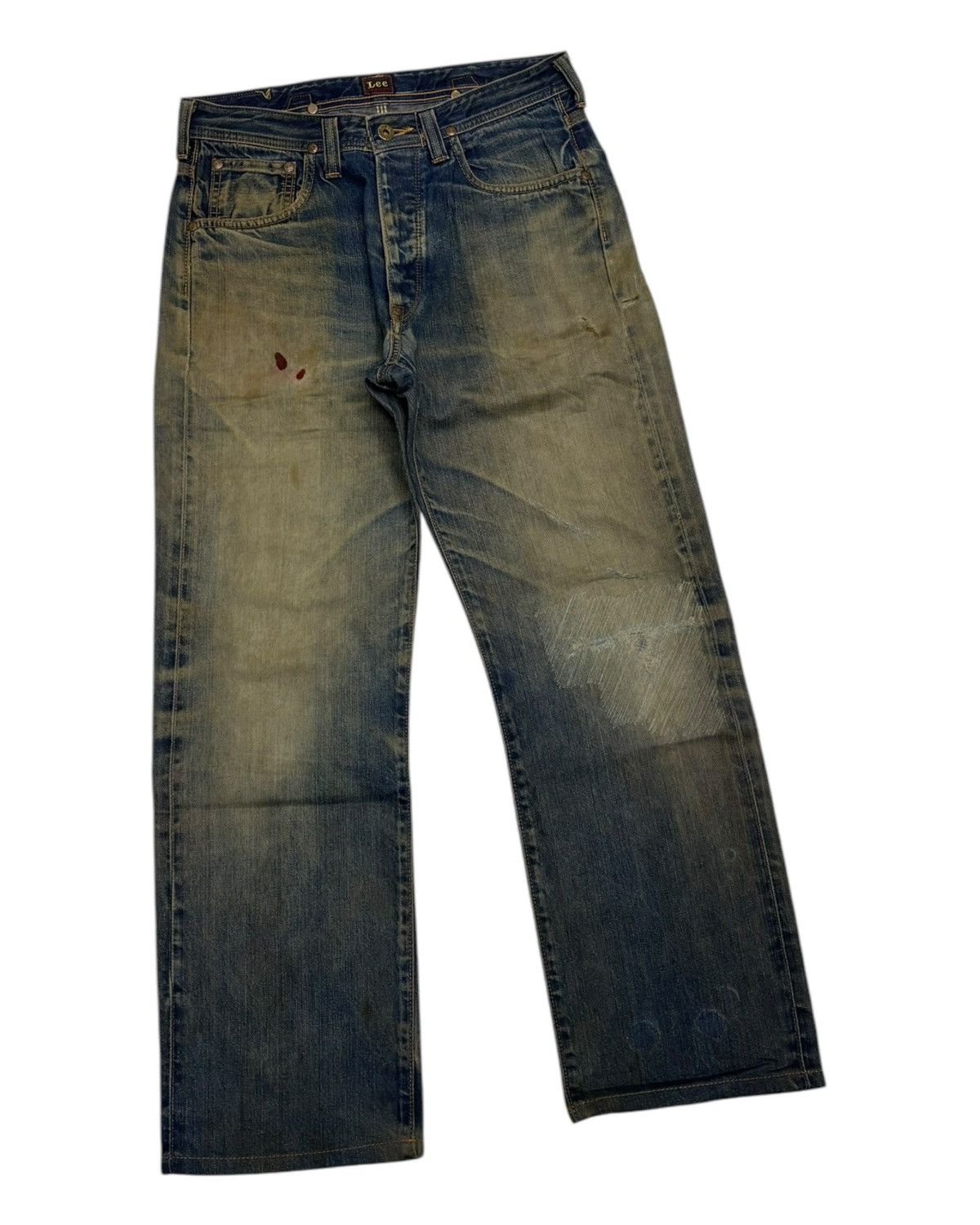 Lee 🔥VINTAGE LEE COWBOY SELVEDGE BUCKLE BACK DISTRESSED DENIM Size US 31 - 5 Thumbnail
