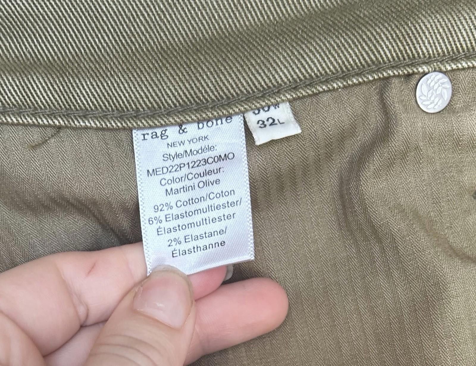 Rag & Bone Rag & Bone Fit 2 Slim Jeans 30x32 Olive Cotton Men's Pants Size US 30 / EU 46 - 5 Thumbnail